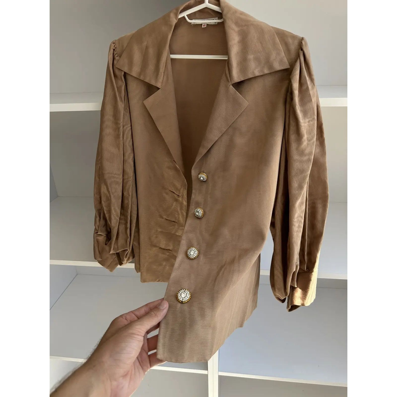 Saint Laurent Paris Vintage Saint Laurent Paris Rive Gauche Satin Blazer 80s Size L / US 10 / IT 46 - 9 Thumbnail