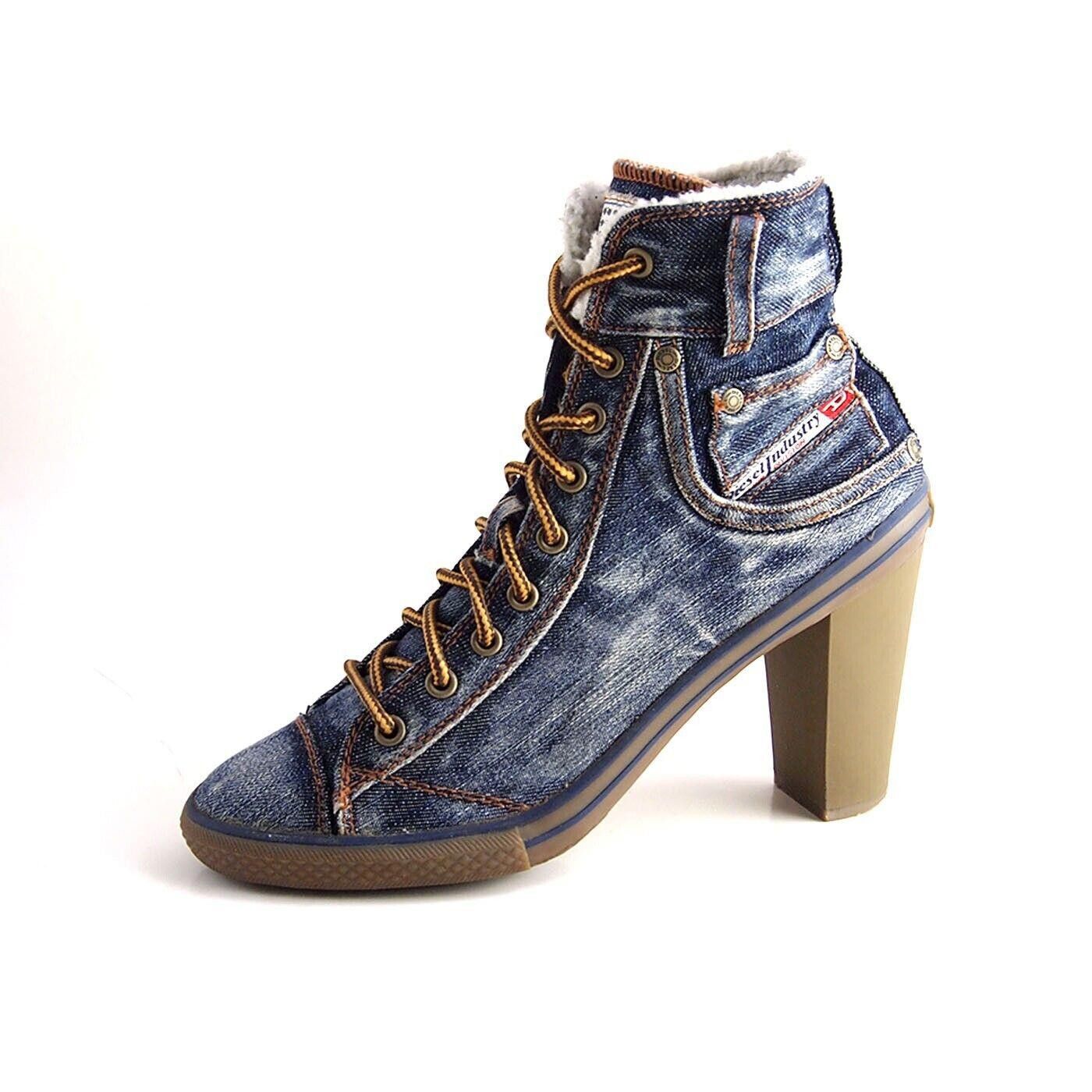 Diesel Diesel Denim Boots Blue Shearling Trim Size US 10 EU 41 Size US 10 / IT 40 - 1 Thumbnail