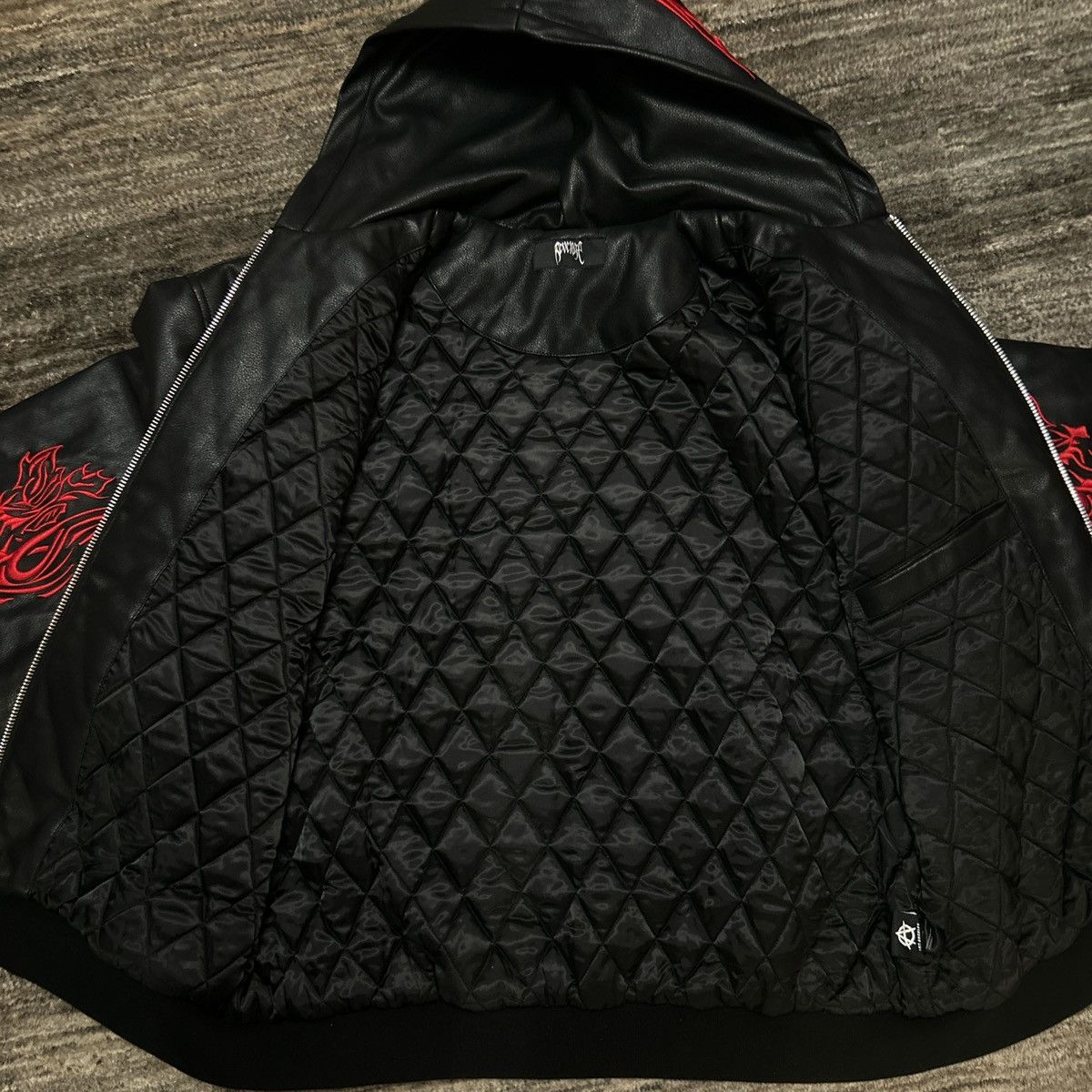 Revenge REVENGE EMBROIDERED FAUX LEATHER PADDED BOMBER Size US XL / EU 56 / 4 - 5 Thumbnail