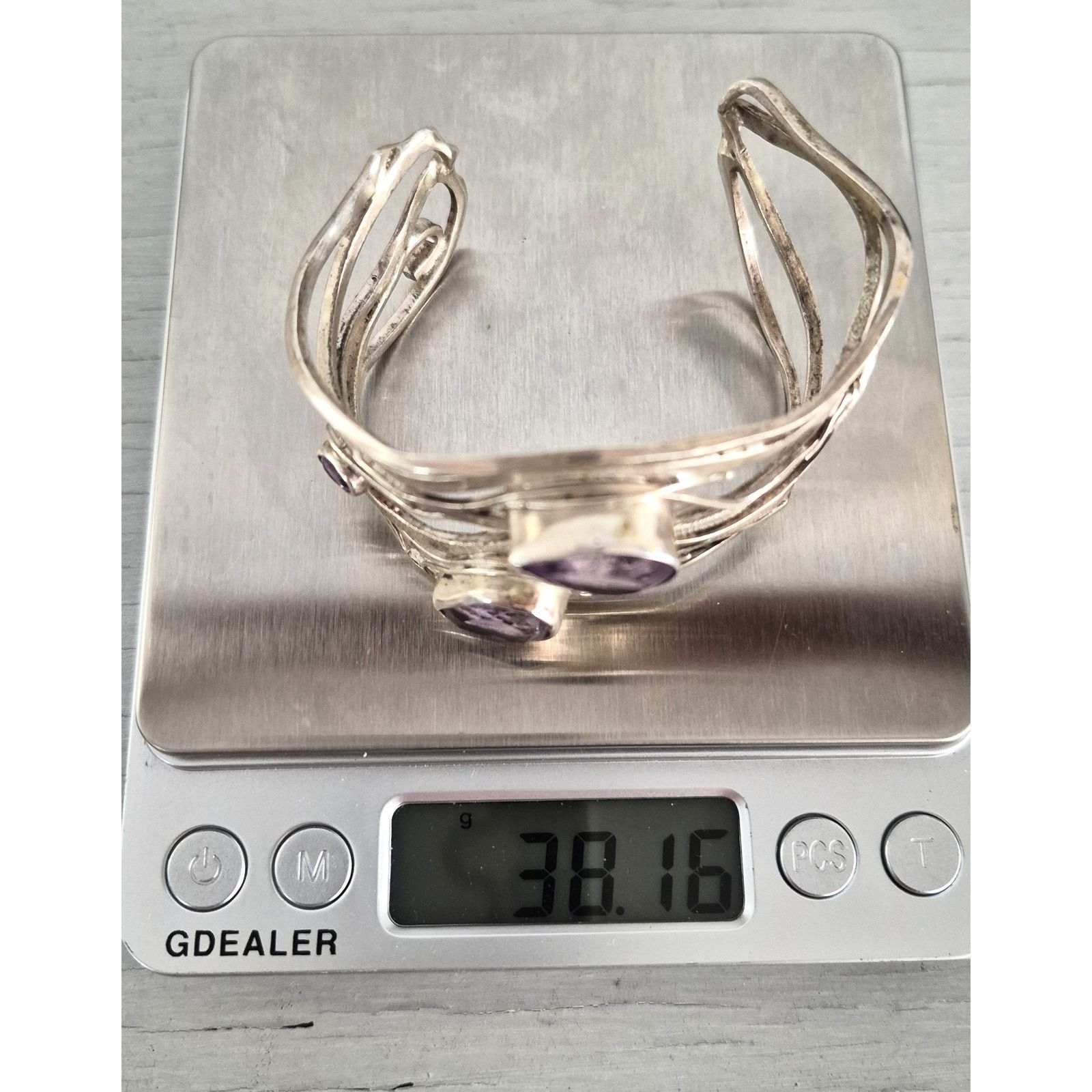 Other Sterling Silver Amethyst Multi-Strand Wave Cuff Bracelet Size ONE SIZE - 9 Thumbnail