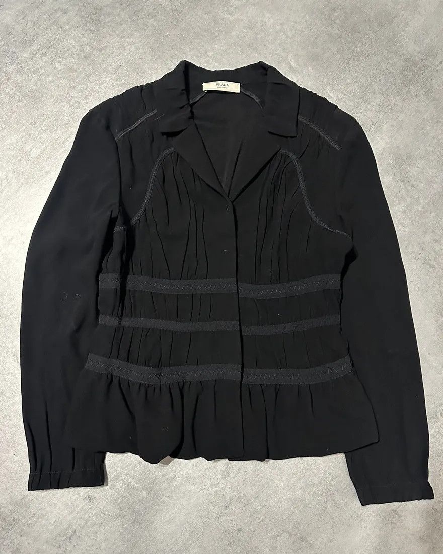 Prada × Vintage SS2007 Prada Black Pleats Shirt Size US S / EU 44-46 / 1 - 1 Thumbnail