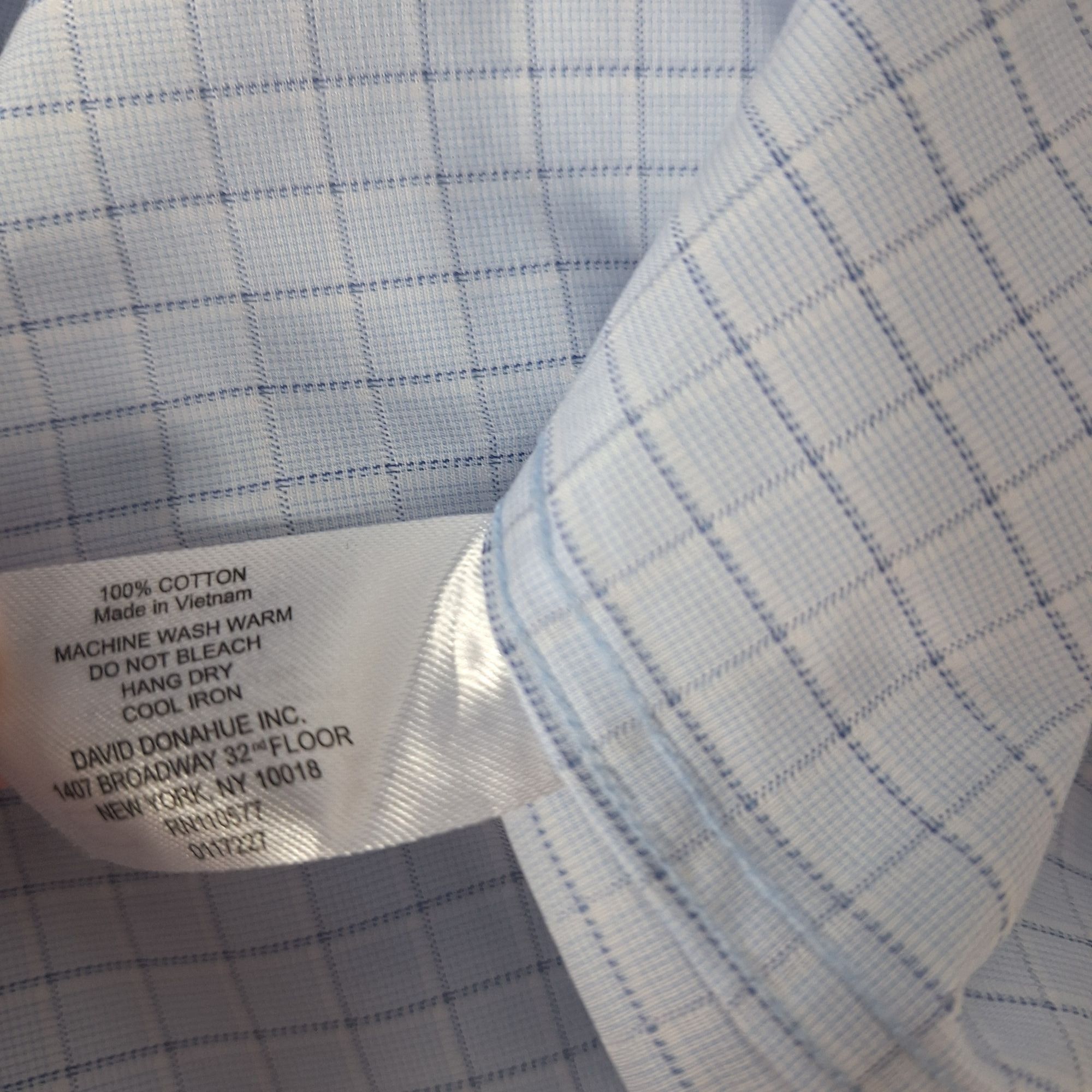 David Donahue David Donahue Dress Shirt Blue White Micro Check Luxury Prep Size US L / EU 52-54 / 3 - 6 Thumbnail