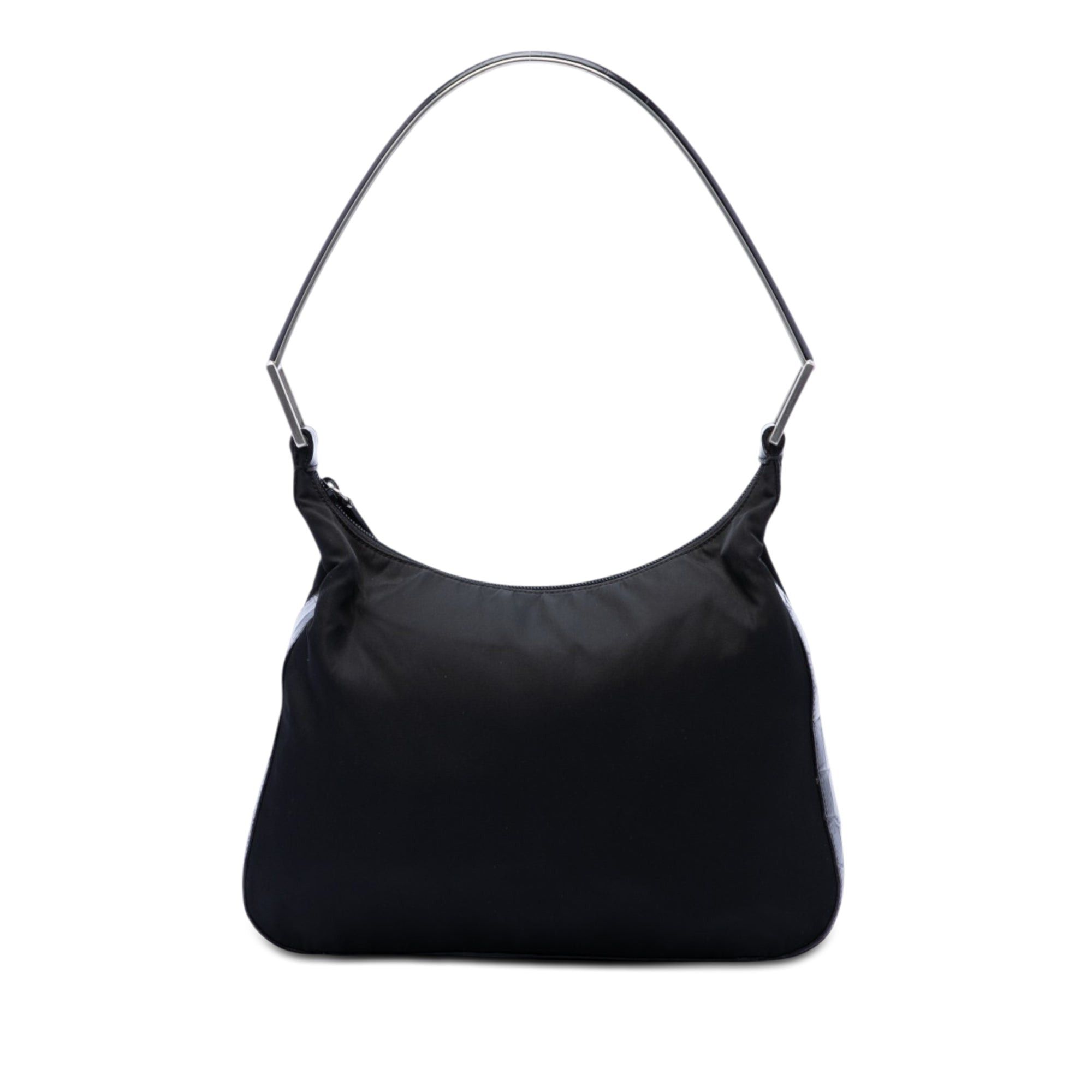 Prada Croc Embossed Leather Trimmed Tessuto Shoulder Bag Size ONE SIZE - 1 Thumbnail