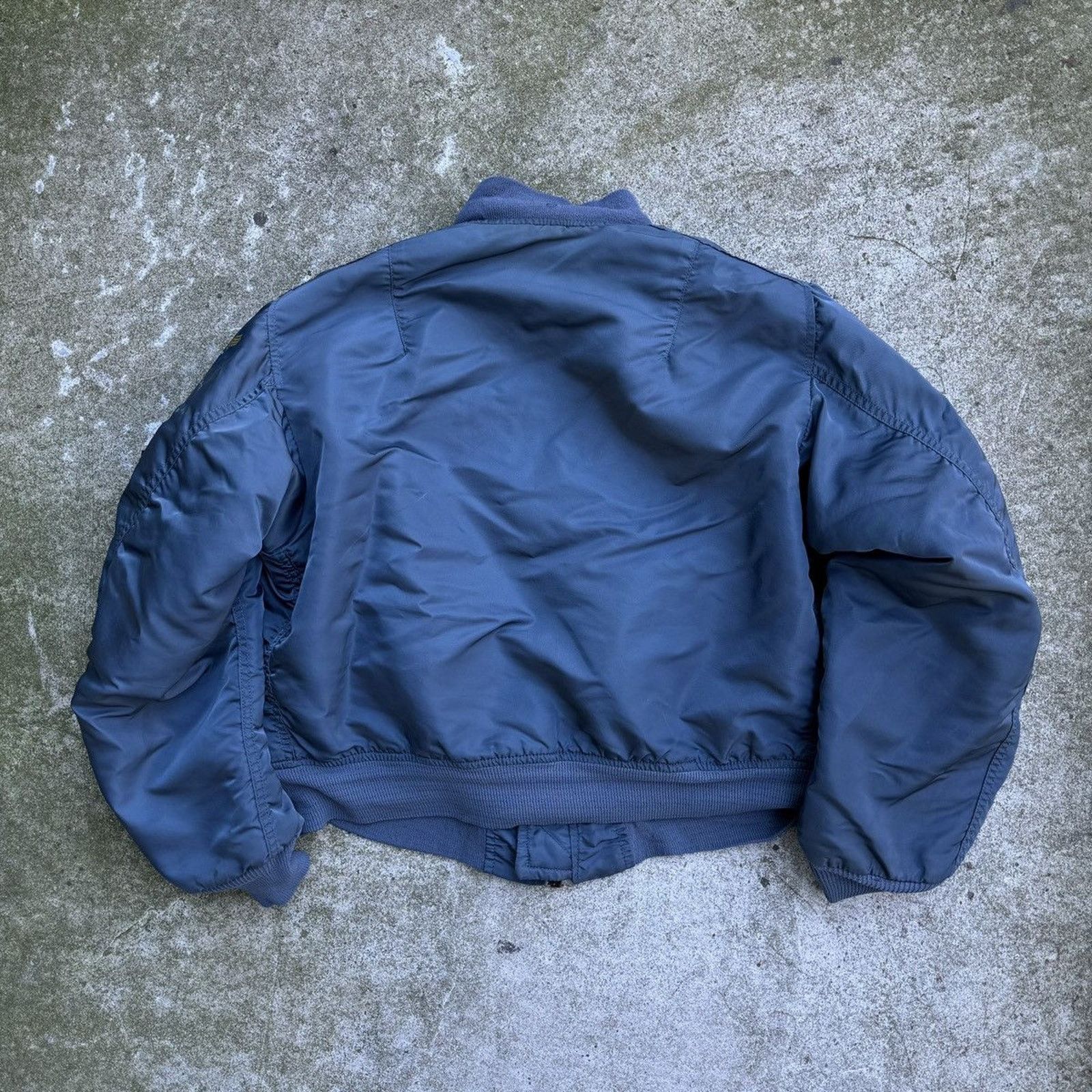Vintage 80s USAF MA-1 Blue Bomber Jacket Faded Distressed ERD Grunge Size US L / EU 52-54 / 3 - 2 Thumbnail