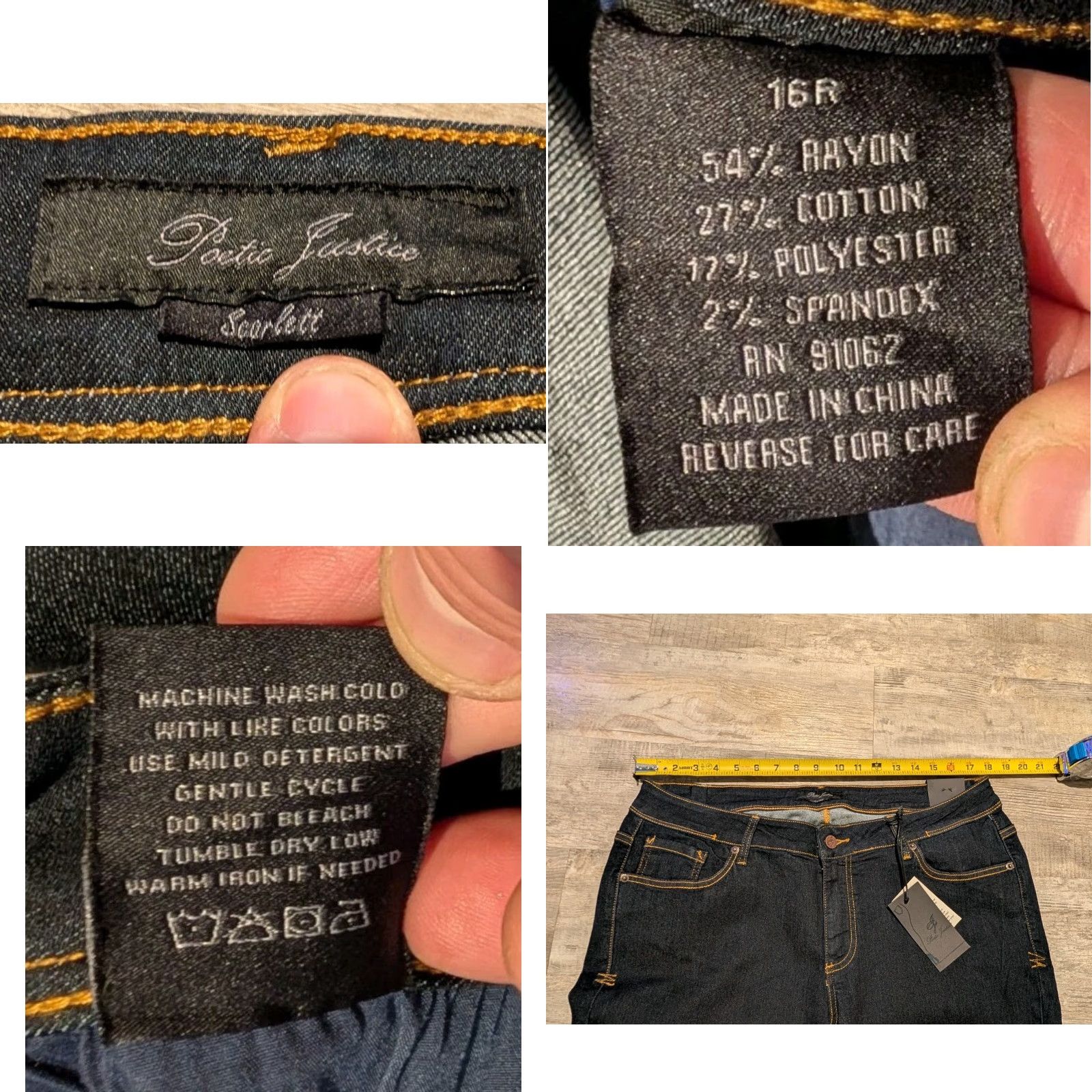 Vintage Poetic Justice Scarlett Bootcut Women's Jeans 16R Dark Denim NWT Size 38" / US 16 / IT 52 - 8 Thumbnail
