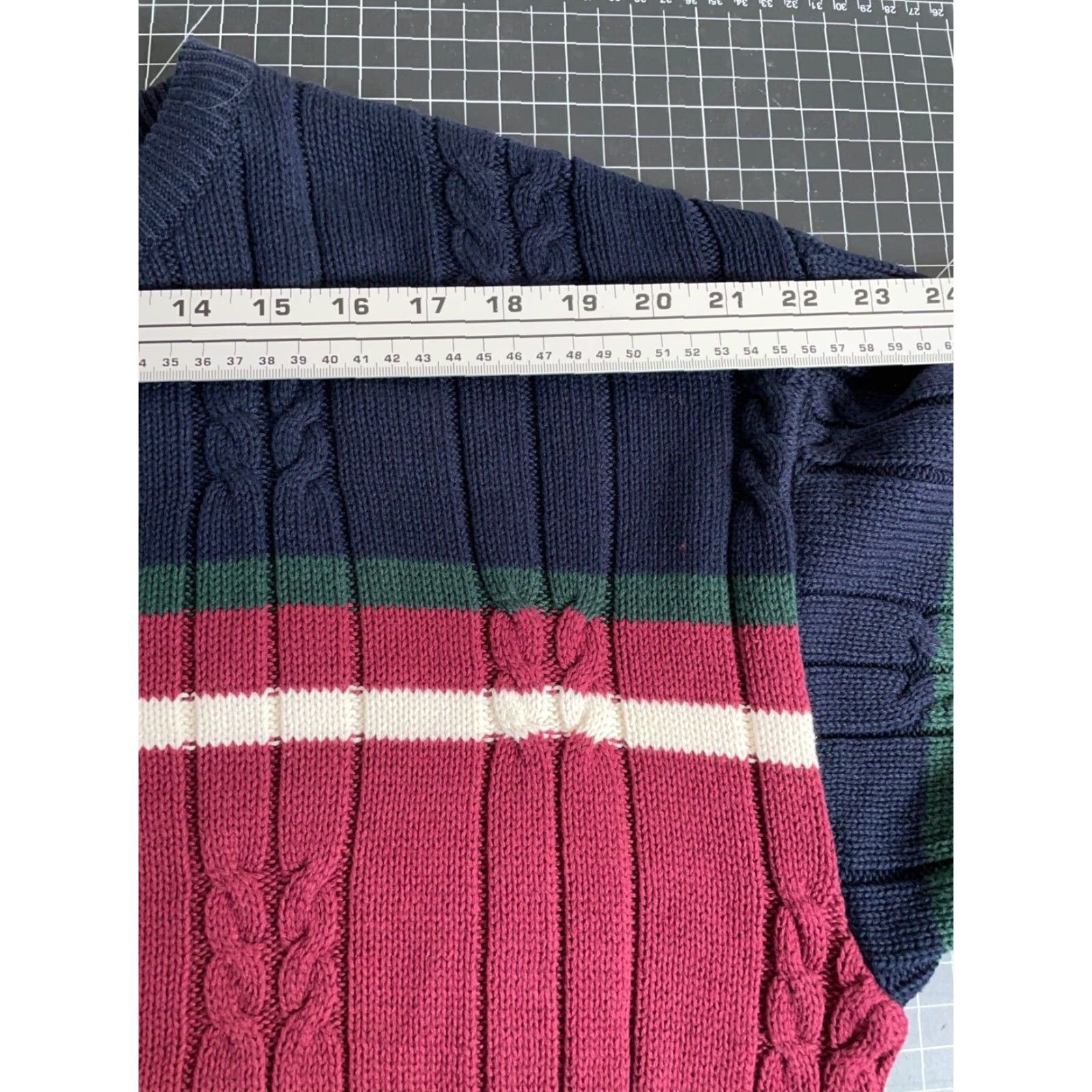 Vintage VINTAGE Y2K Chunky Knit Sweater Adult Large Blue Red Striped Cotton Retro Mens Size US L / EU 52-54 / 3 - 7 Thumbnail