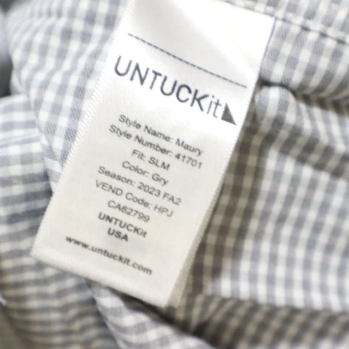 UNTUCKit Untuckit Maury Slim Fit Stretch Nylon Check Long Sleeve Button Up Shirt White Men's L Size US L / EU 52-54 / 3 - 6 Thumbnail