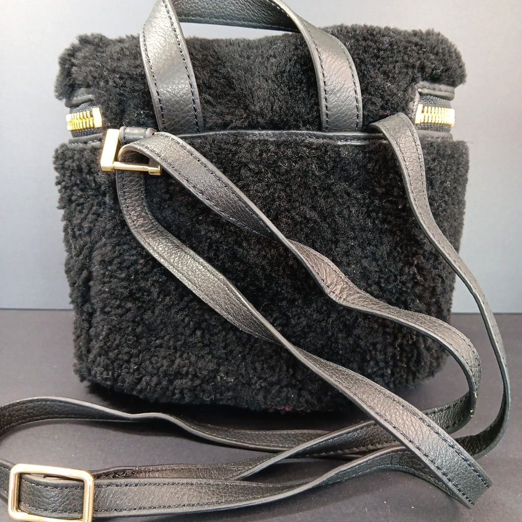 Margot Genuine Leather Faux Fur Shoulder Crossbody Bag