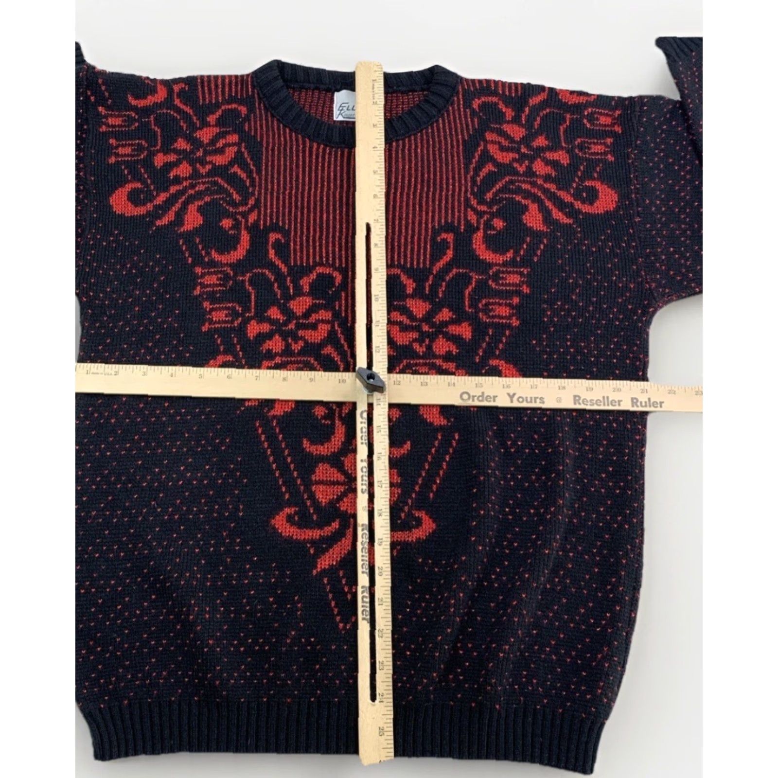Vintage VINTAGE Ellen-D Kollection USA Red Black Glitter Holiday Sweater Womens L Size L / US 10 / IT 46 - 5 Thumbnail