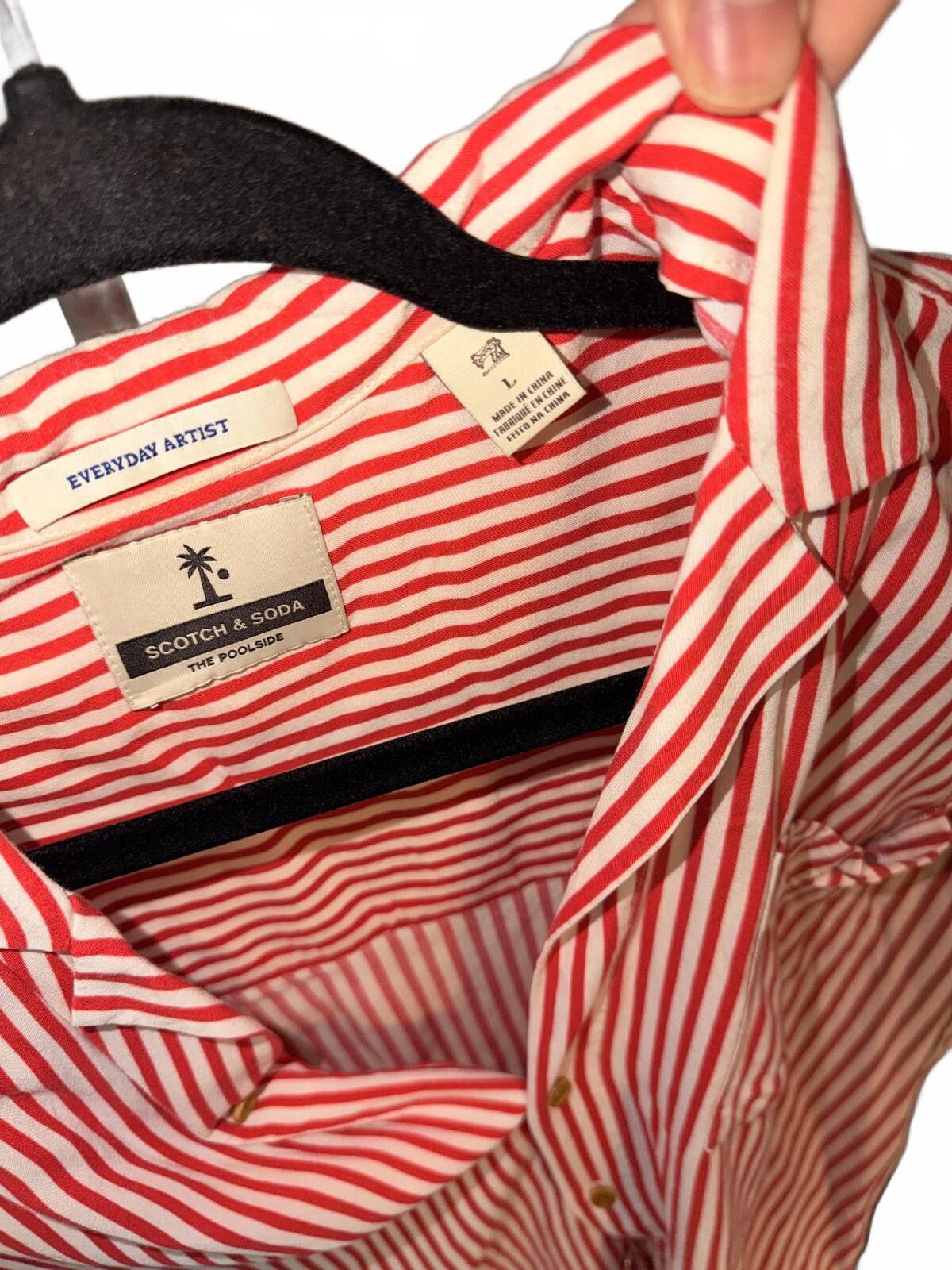 Scotch & Soda Scotch & Soda Red and White Striped Short Sleeve Shirt Size US L / EU 52-54 / 3 - 2 Thumbnail