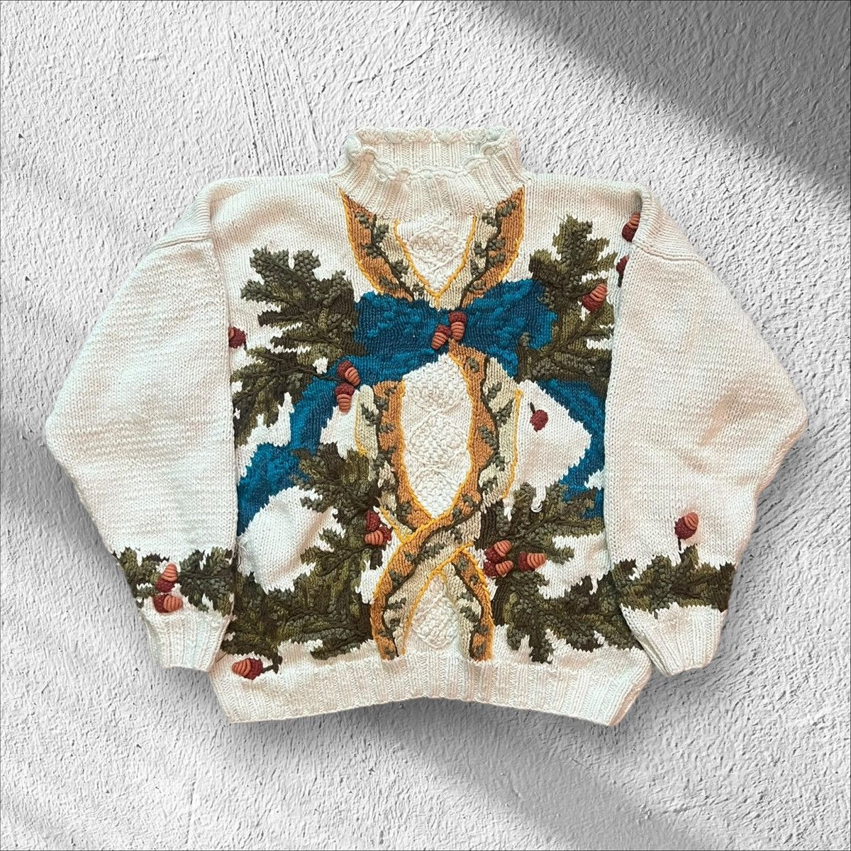 Vintage Vintage 90s Holiday Knit Sweater Pine Tree Winter Nature Size S / US 4 / IT 40 - 1 Thumbnail
