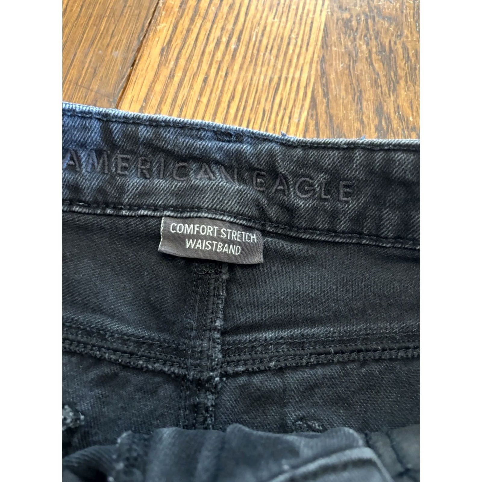 American Eagle Outfitters VINTAGE American Eagle Outfitters High Rise Shortie Women Sz 0 Distressed Cut Off Denim Shorts 28 in Black Charcoal Wash Casual Party/Cocktail Travel Size 25" / US 0 / IT 36 - 3 Thumbnail