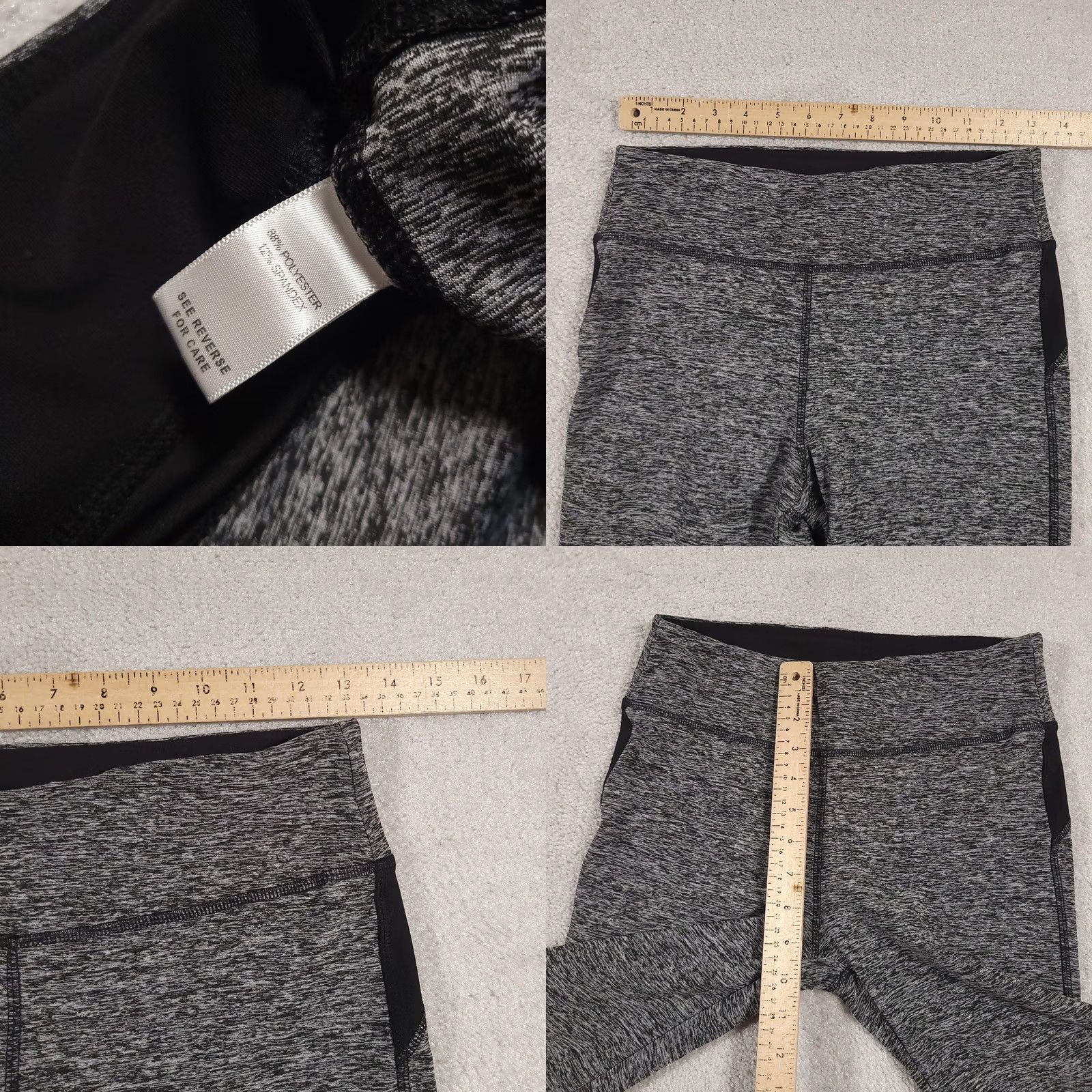Vintage Fitz + Eddi Leggings Womens Small Gray Black High Waist Stretch Activewear Yoga Capris Size 28" / US 6 / IT 42 - 8 Thumbnail