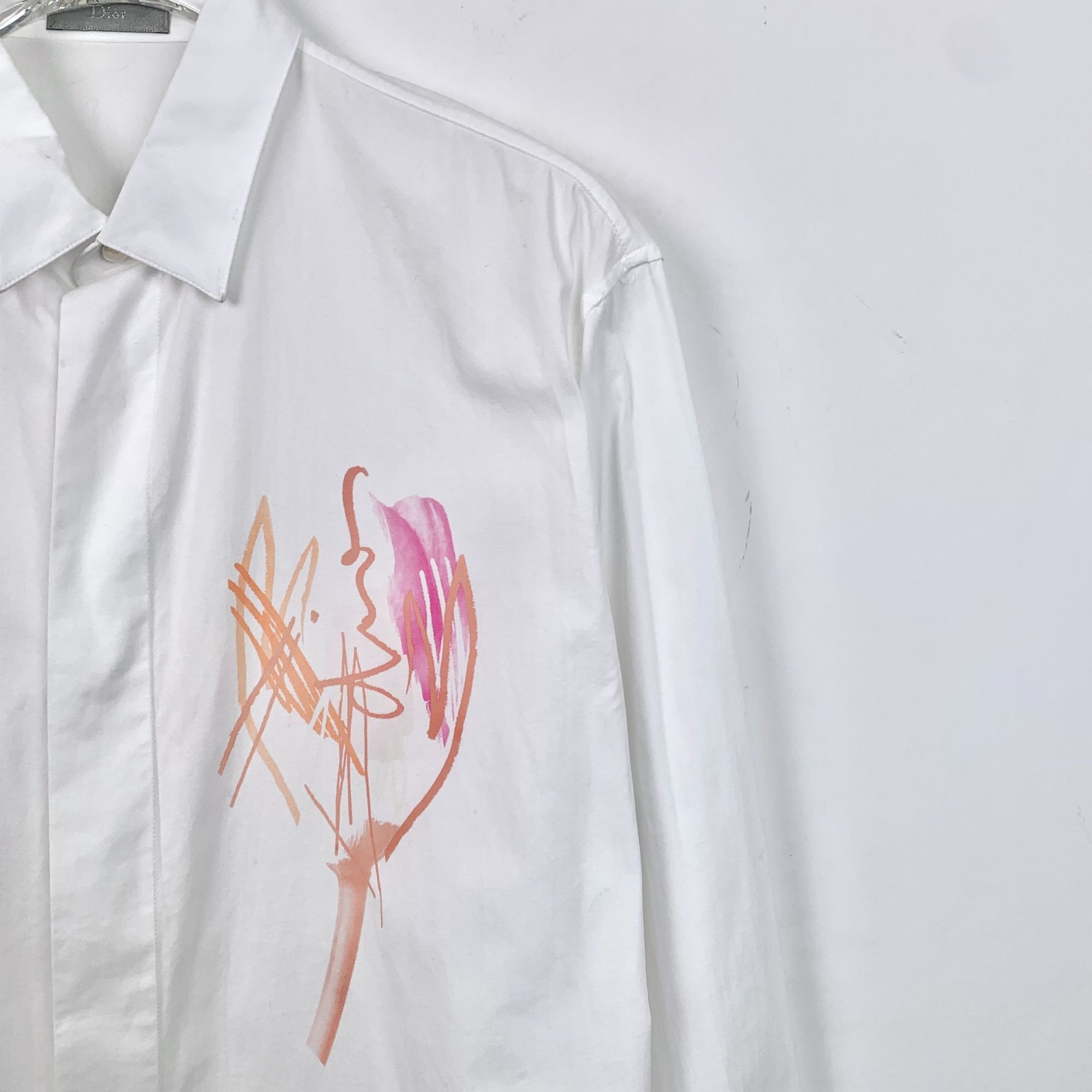 Dior Dior White Graffiti-Print Cotton Button-Down Shirt Size US S / EU 44-46 / 1 - 3 Thumbnail