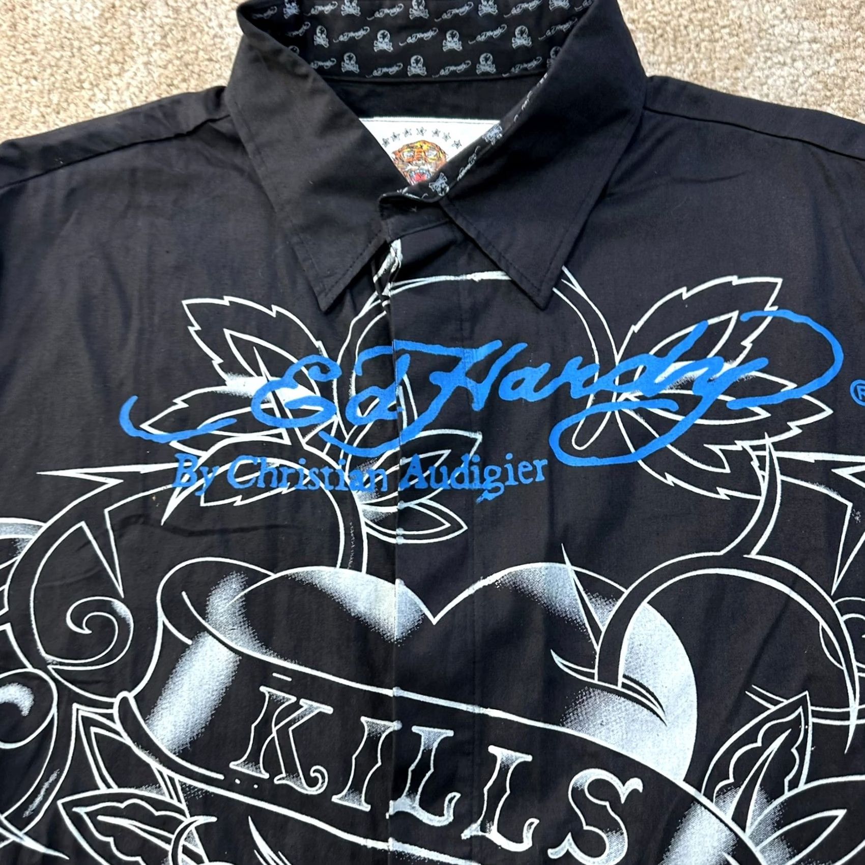 Ed Hardy Ed Hardy Button-Up Mens 2XL Skull Tattoo Dagger Goth Shirt Black Short Sleeve Collared Vintage No Size US L / EU 52-54 / 3 - 3 Thumbnail