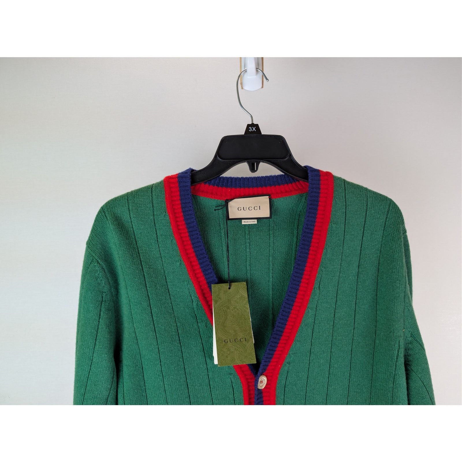 Gucci o1rshd1 Wool Long Sleeve Cardigan Sweater in Yard/Multicolor Size US L / EU 52-54 / 3 - 2 Thumbnail