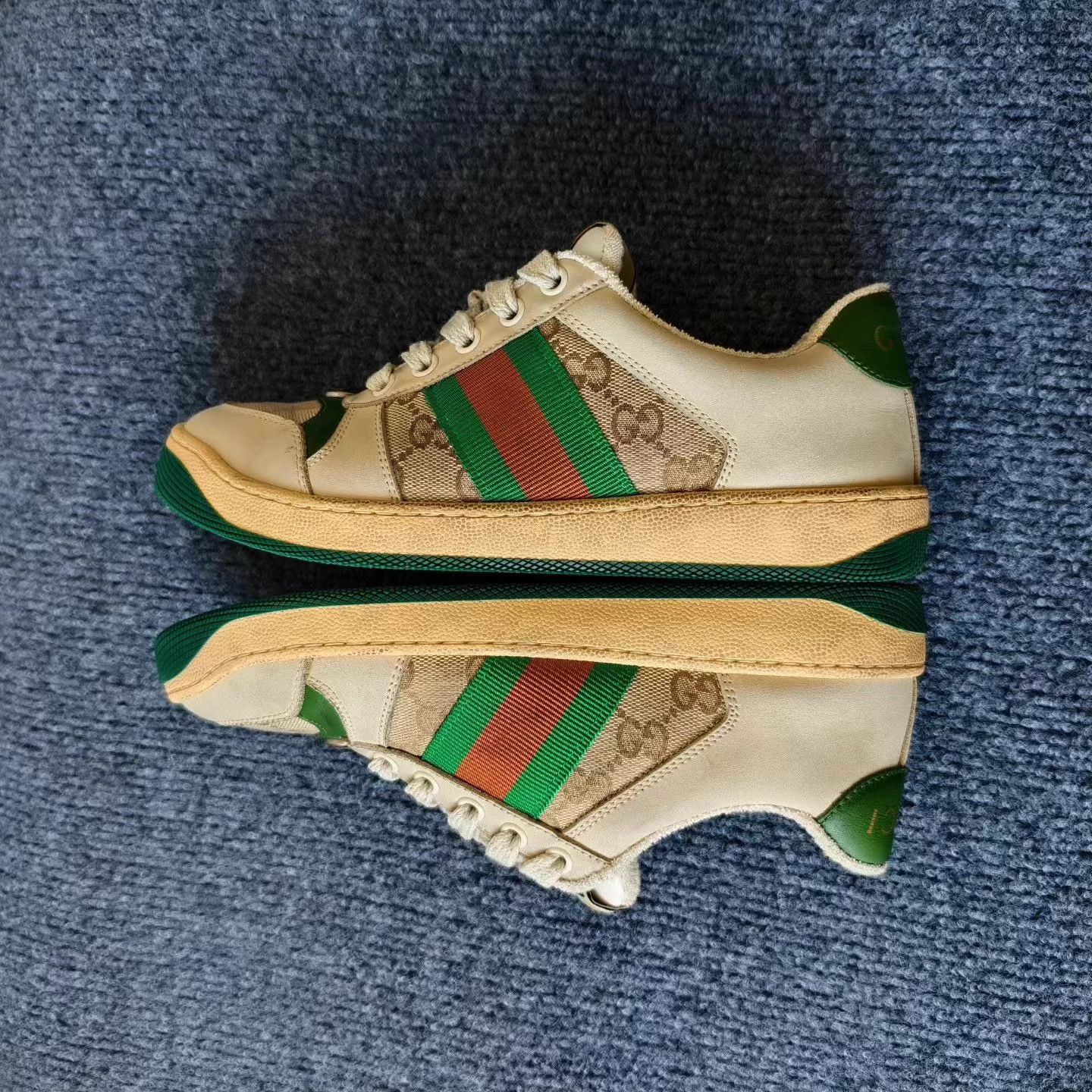 Gucci GUCCI Screener green distressed canvas women's sneaker Size US 5 / IT 35 - 4 Thumbnail