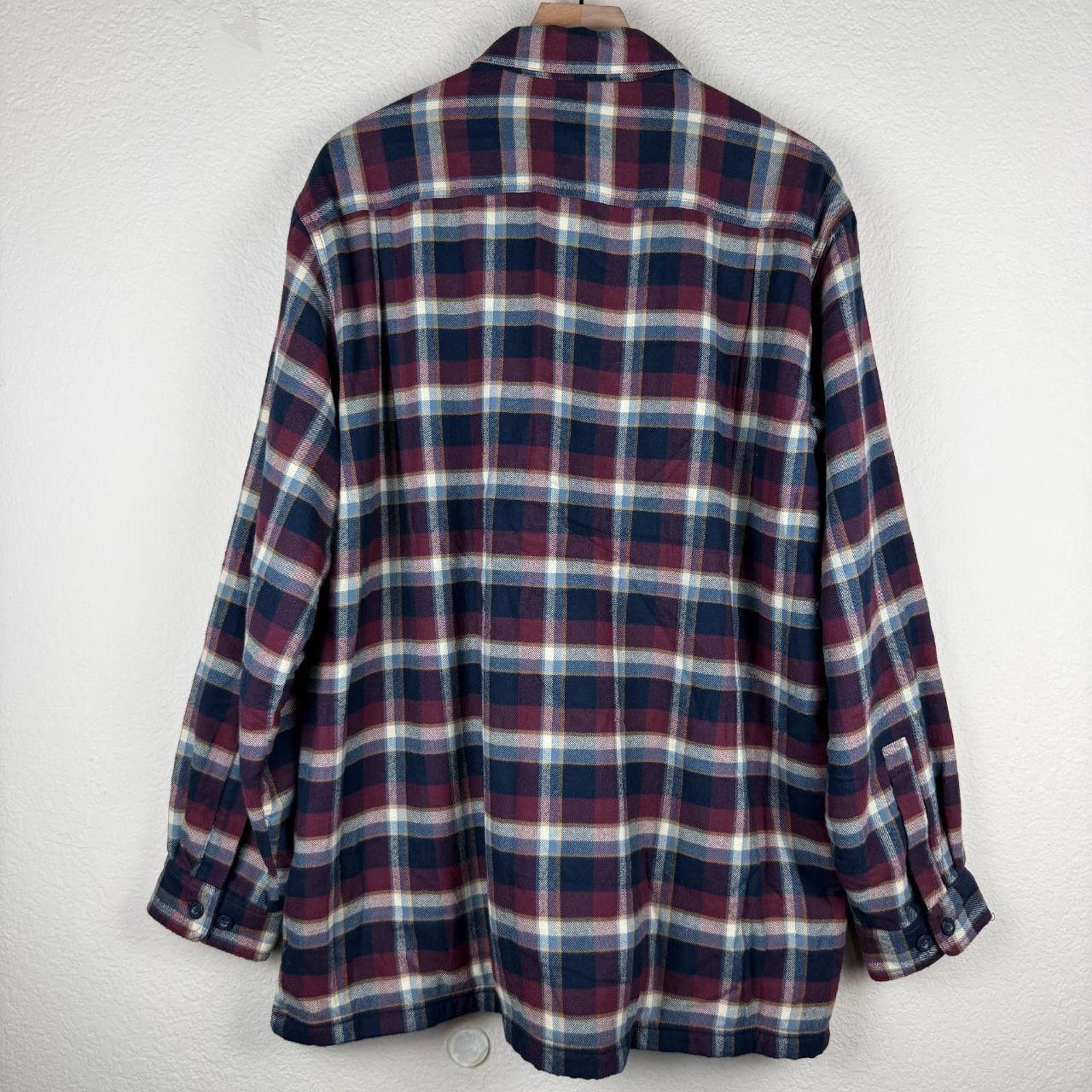 L.L. Bean L.L. Bean Flannel Men's L Navy Burgundy Fleece 100% Cotton Size US L / EU 52-54 / 3 - 6 Thumbnail
