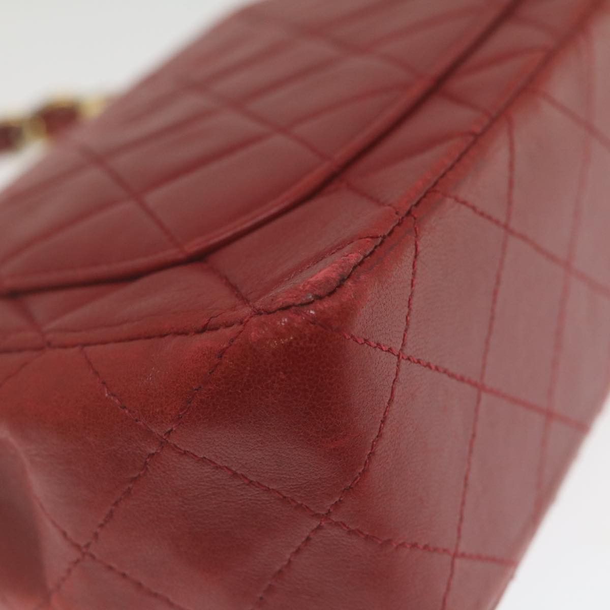 Chanel CHANEL Mini Matelasse Chain Flap Hand Bag Lamb Skin Red Size ONE SIZE - 16 Thumbnail