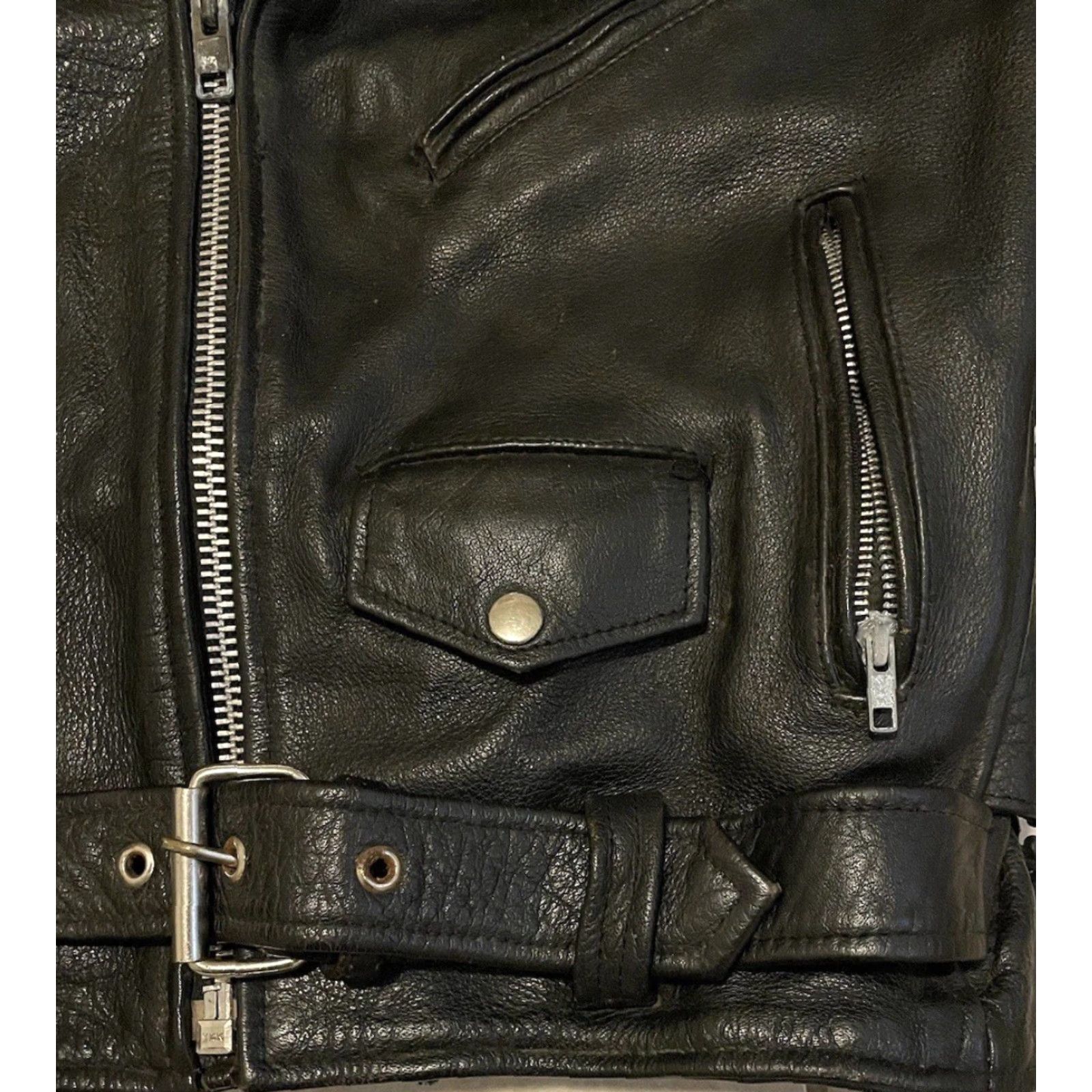 Vintage VINTAGE Cafe Racer Motorcycle Jacket Leather 40 Black Mens Jacket 70s 80s Grunge Rock biker Punk Size US XXS / EU 40 - 6 Thumbnail