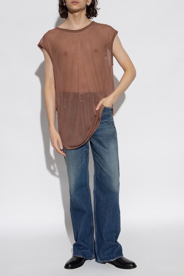 Saint Laurent Paris o1s1wg110824 Sleeveless T-Shirt in Jersey in Brown Size US L / EU 52-54 / 3 - 2 Thumbnail