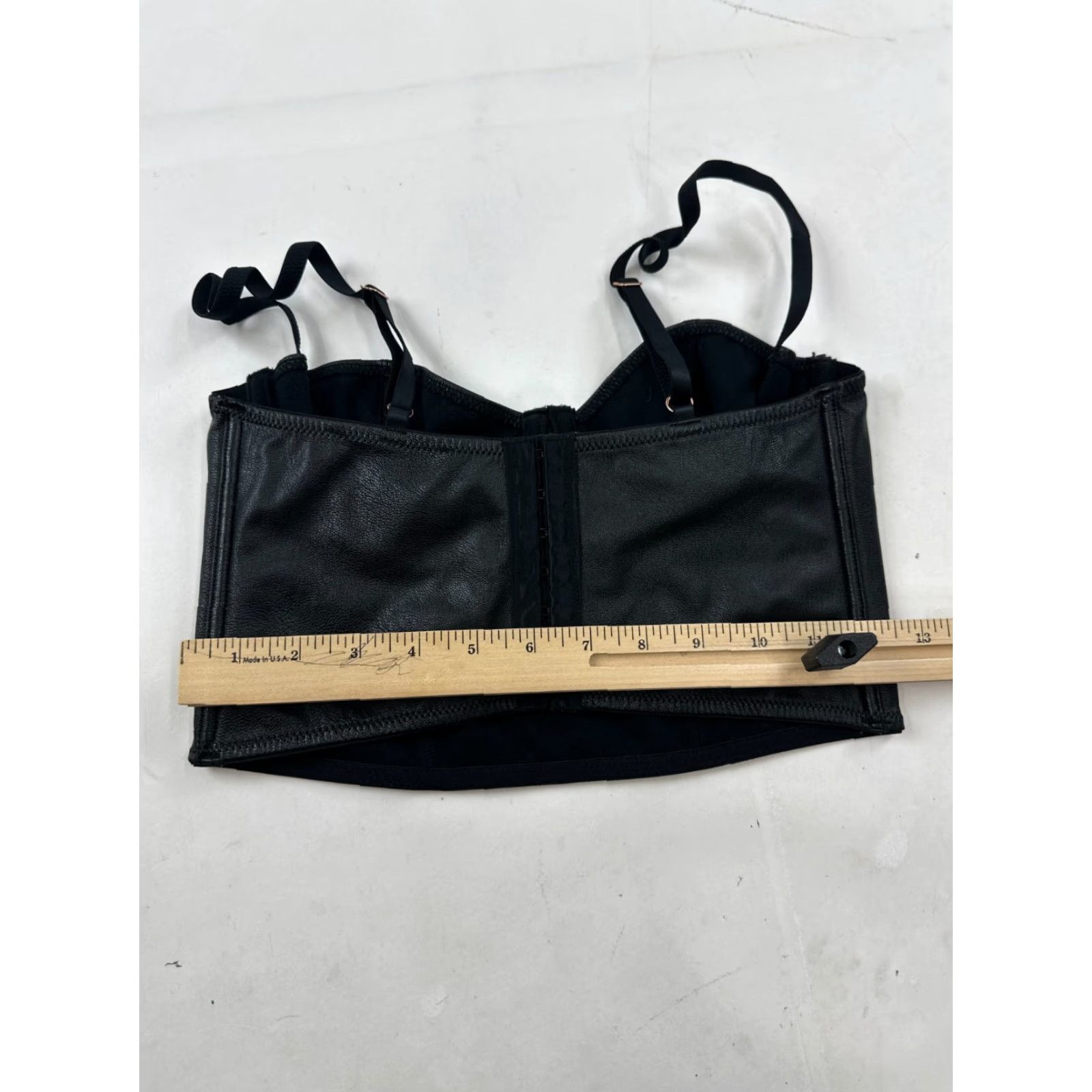 Vintage INC International Concepts Intimates Bustier Womens Medium Black Faux Leather Corset Top Wireless Adjustable Hook & Eye Classic Size M / US 6-8 / IT 42-44 - 3 Thumbnail
