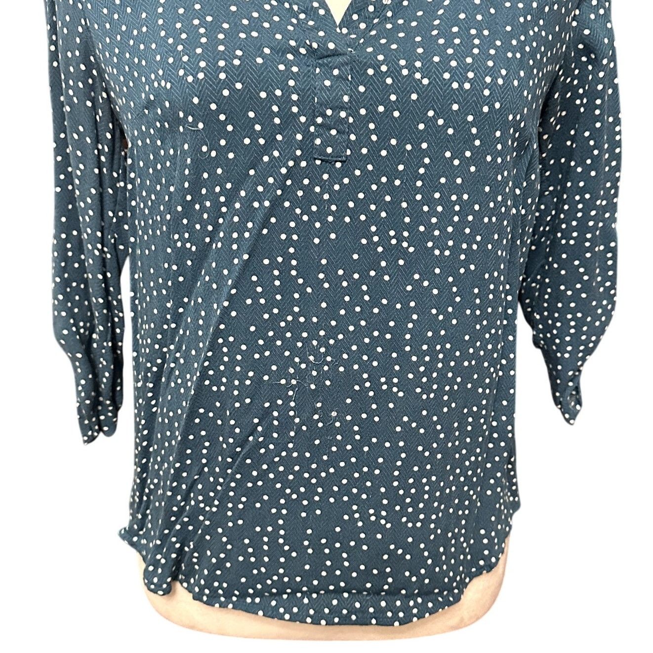 Other Pale Sky Blouse Polka Dot Split Neck Blue/White Women's PS Size S / US 4 / IT 40 - 3 Thumbnail
