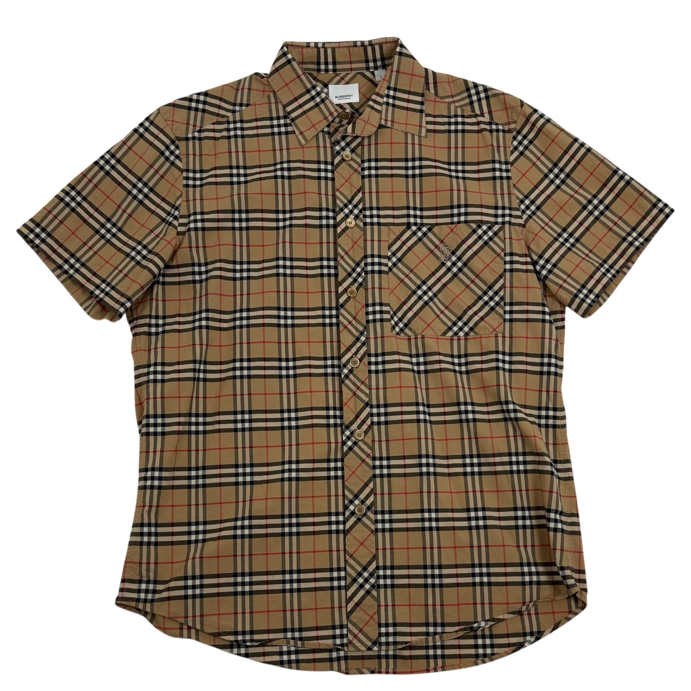 Burberry Nova Check Small Scale Stretch Cotton Shirt Beige (