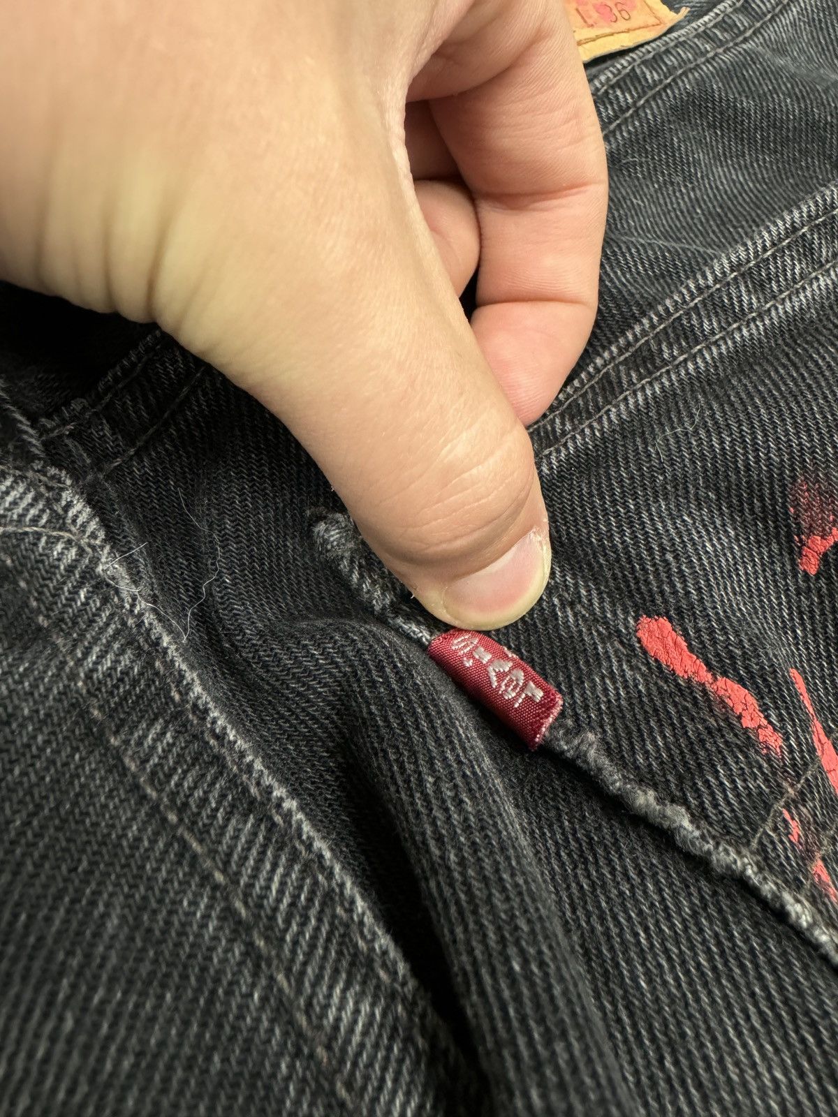 Sp5der Sp5der Black Red Grafiti Denim Size 31 Size US 31 - 7 Thumbnail