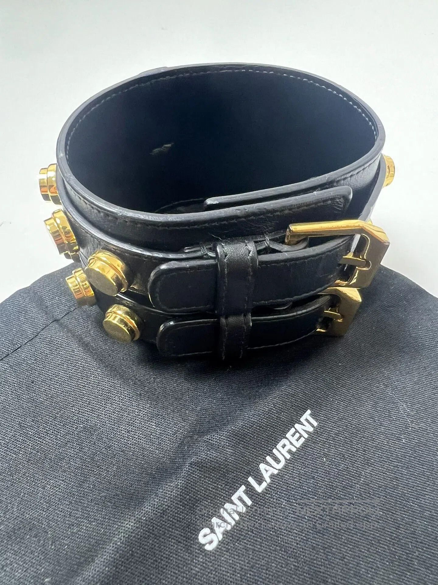 Saint Laurent Paris Saint Laurent Double Buckle Leather Bracelet. Size ONE SIZE - 4 Thumbnail