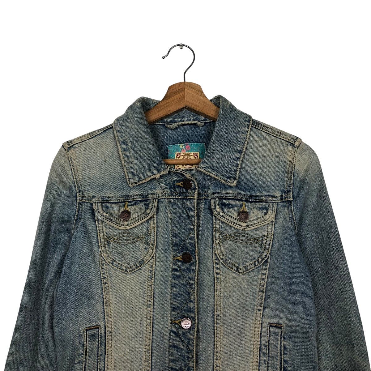 Abercrombie & Fitch 📌Cropped Denim Biker Jacket Abrecrombie Issey Miyake Size M / US 6-8 / IT 42-44 - 4 Thumbnail