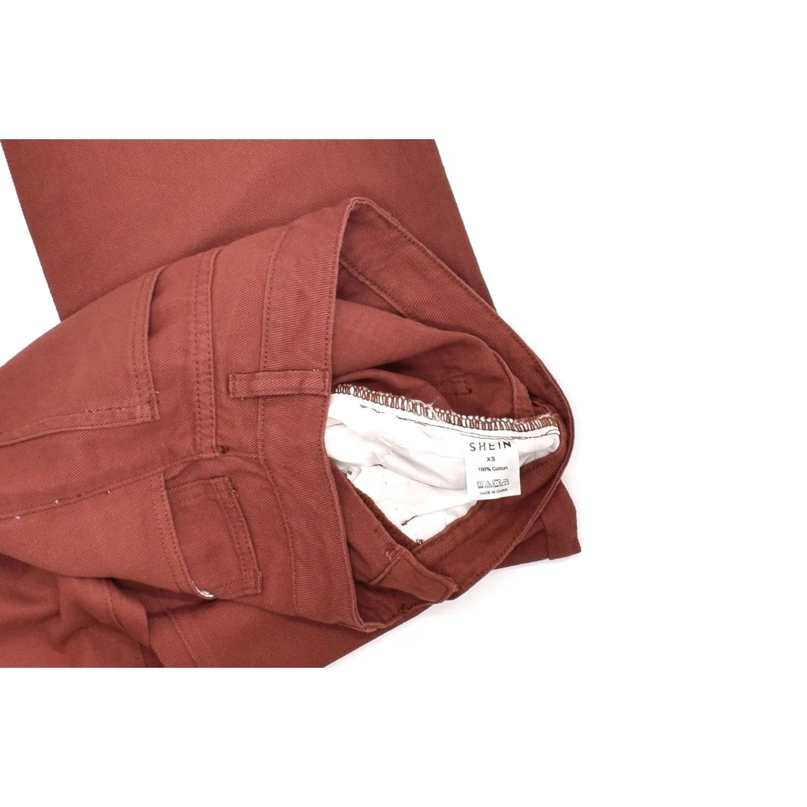 Shein SHEIN Mens Straight Jeans XS W26 L29 Burgundy Cotton Designer Workwear Casual Size US 26 / EU 42 - 3 Thumbnail