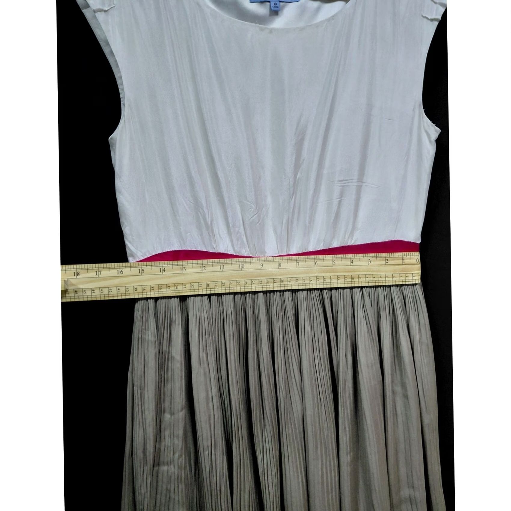 Vintage Antonio Melani Dress Womens 10 White Combo Pink Solid Sleeveless Knee Length Size Size L / US 10 / IT 46 - 6 Thumbnail