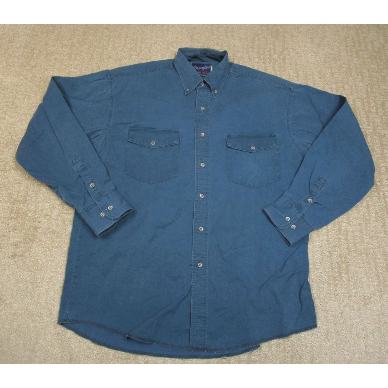 Wrangler VINTAGE Wrangler Shirt Men L Blue Twill Western Long Sleeve USA 90s Button-Up Size US L / EU 52-54 / 3 - 2 Thumbnail