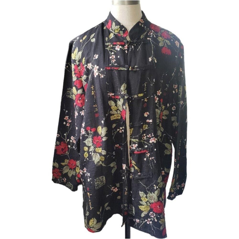 Designer CT1680 SilkLand Woman Black Mandarin Collar Style Jacket 2X Size XXL / US 16-18 / IT 52-54 - 1 Thumbnail