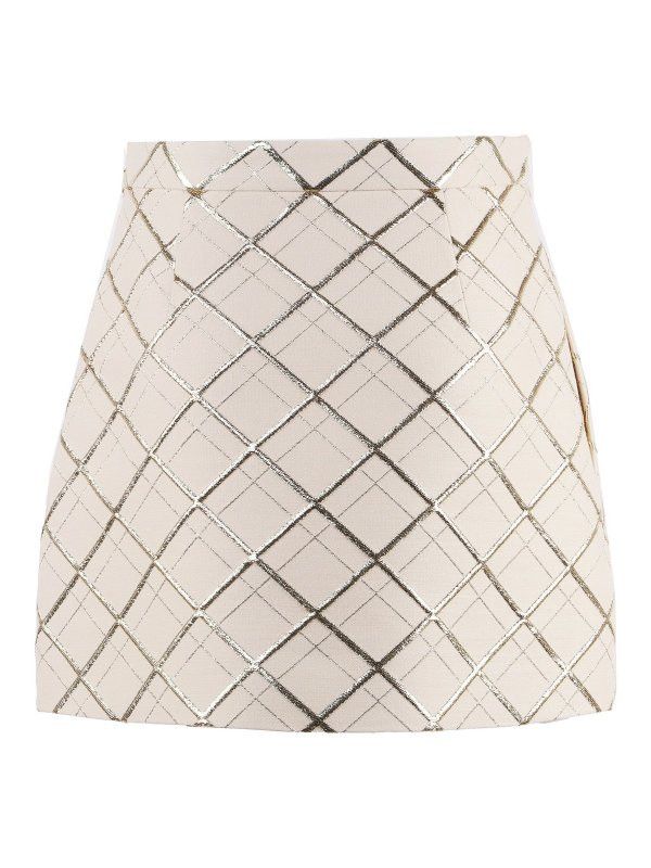 Valentino o1y0326 Mini Skirt in Ivory/Silver Size 27" / US 4 / IT 40 - 2 Thumbnail