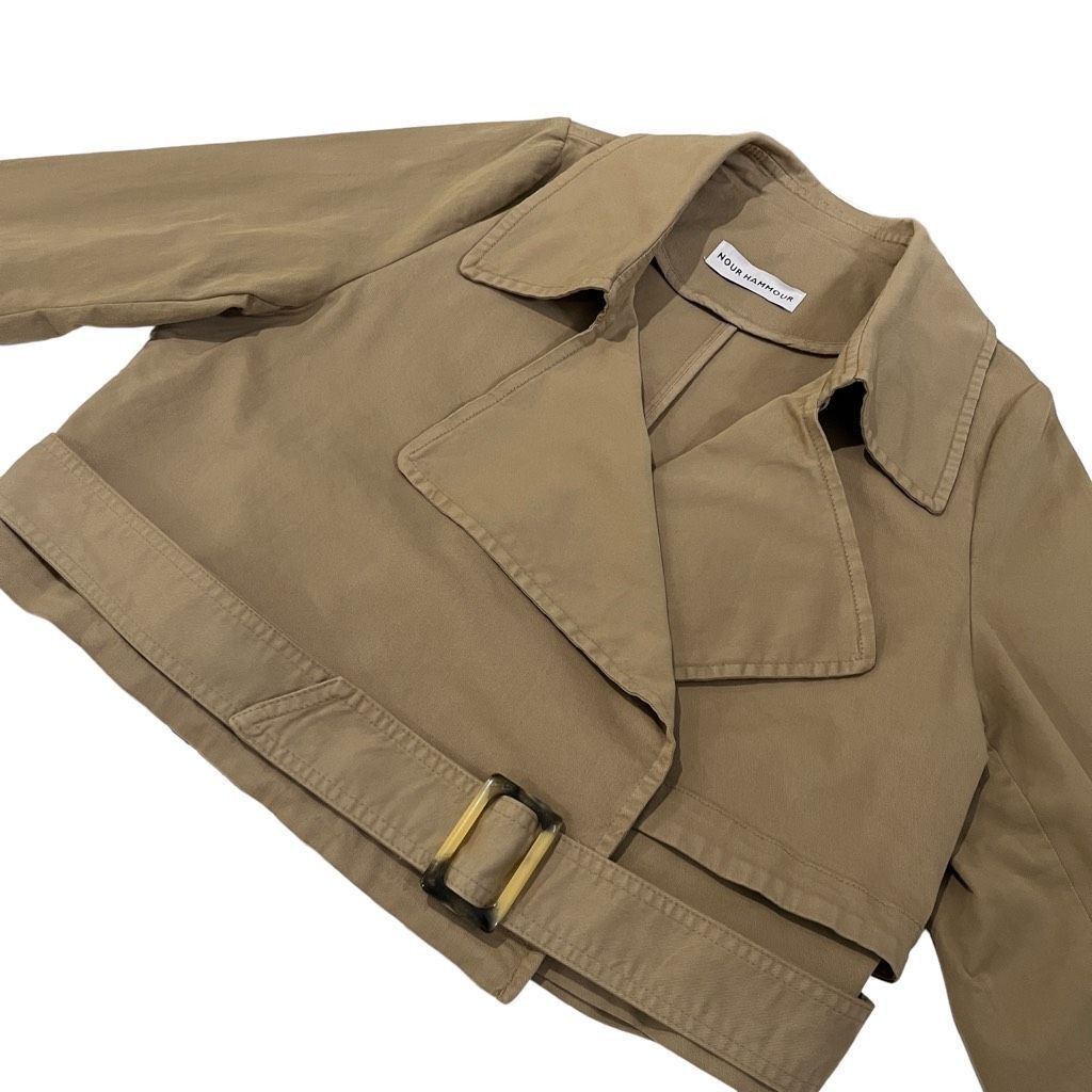 Other NOUR HAMMOUR Hatti Cropped Canvas Trench Jacket in Khaki Size M / US 6-8 / IT 42-44 - 6 Thumbnail