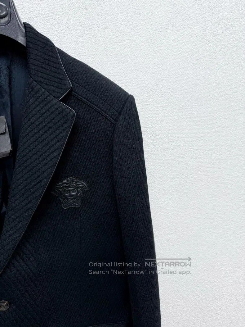 Versace VERSACE Leather Trim Casual Blazer. Size US L / EU 52-54 / 3 - 5 Thumbnail