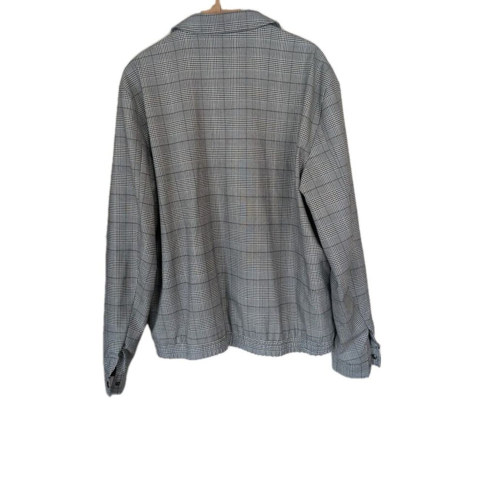 Topman Topman Plaid Zip Jacket Mens L Gray Check Lightweight Coat Size US L / EU 52-54 / 3 - 4 Thumbnail