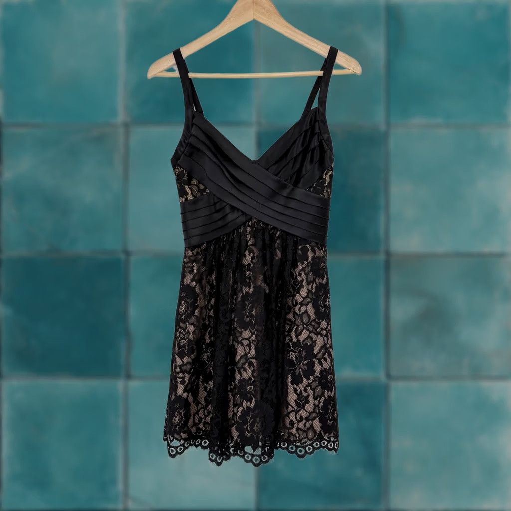 Bcbgmaxazria BCBGMAXAZRIA Dress Womens 0 Black Dark Romantic Lace Mini Whimsigoth Fairy Grunge Size XS / US 0-2 / IT 36-38 - 1 Thumbnail