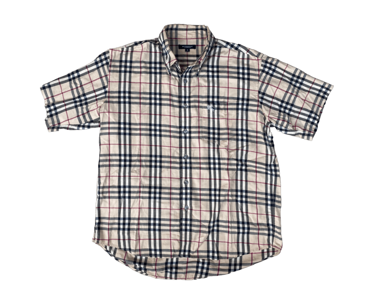 image of Oversized Burberry London Nova Check Button Up Shirt, Men's (Size Small)