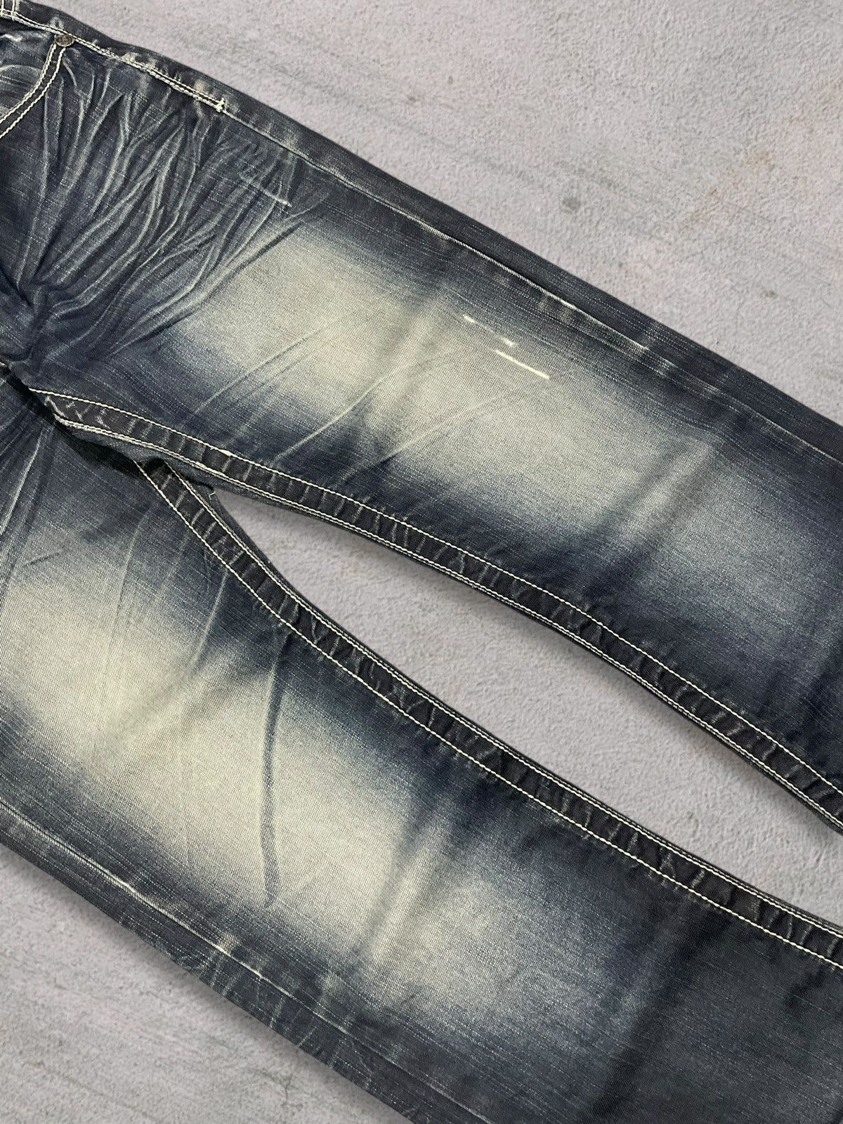 Japanese Brand Japanese Punk Crazy Back Pocket Grey Washed Bootcut Jeans Size US 31 - 5 Thumbnail