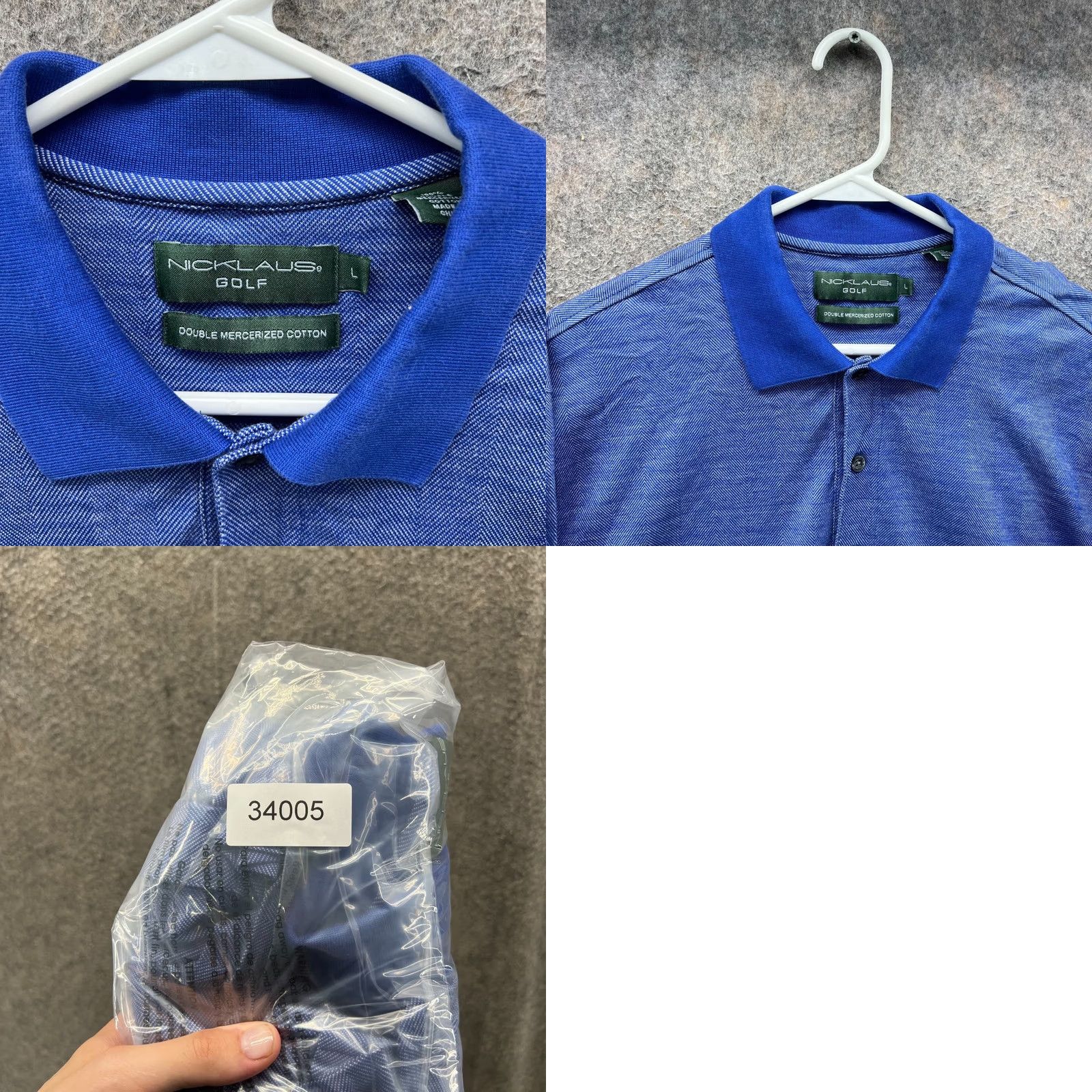 Vintage Jack Nicklaus Polo Shirt Mens Large Blue Striped Golf Preppy Mercerized Button Collar Short Sleeve Size US L / EU 52-54 / 3 - 8 Thumbnail