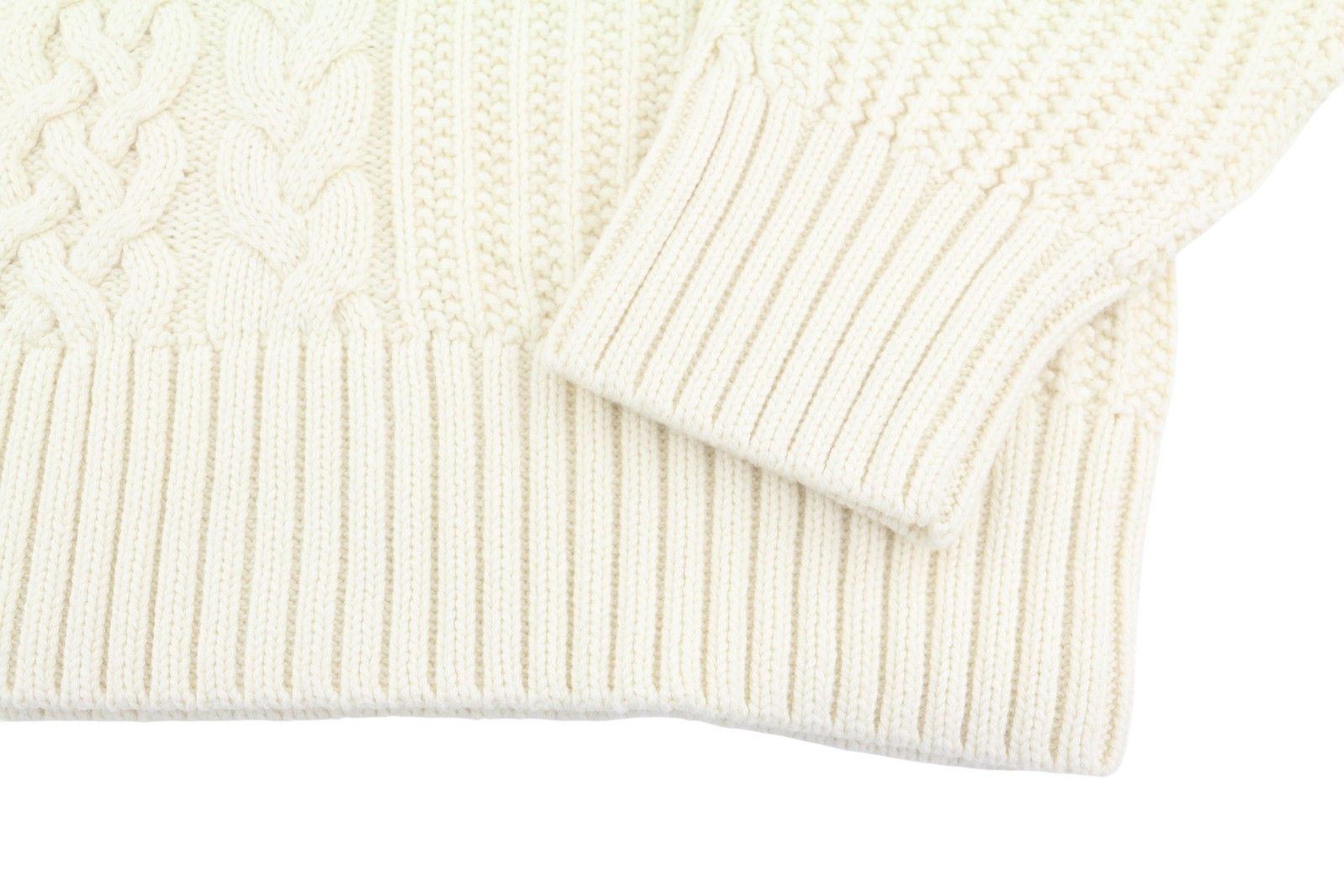 Gant CABLE HALF ZIP L Cream Wool Blend Knit 88106 Size L / US 10 / IT 46 - 6 Thumbnail
