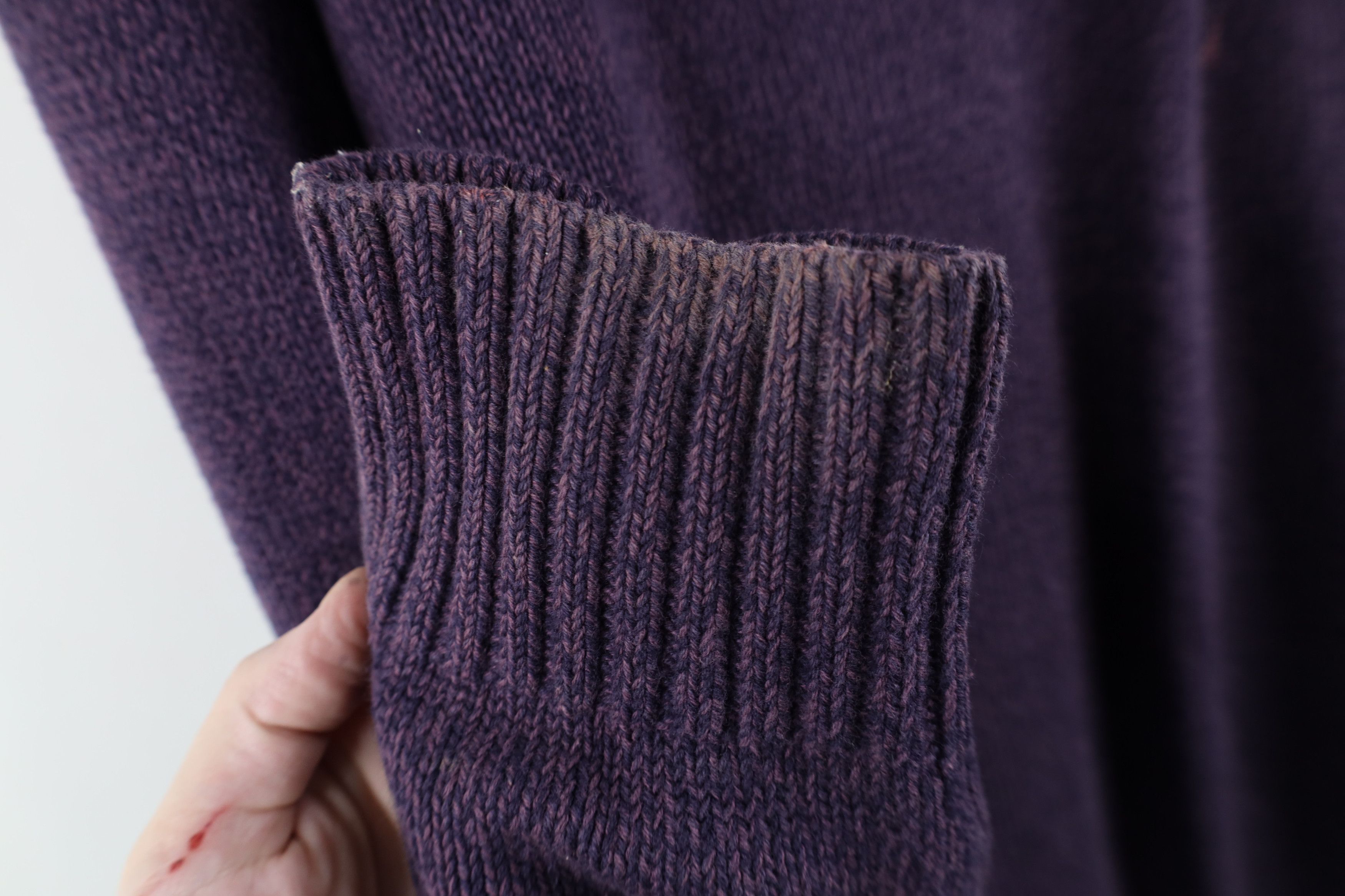 Eddie Bauer × Vintage Vintage Eddie Bauer Blank Cotton Knit Henley Sweater Purple Size US L / EU 52-54 / 3 - 6 Thumbnail
