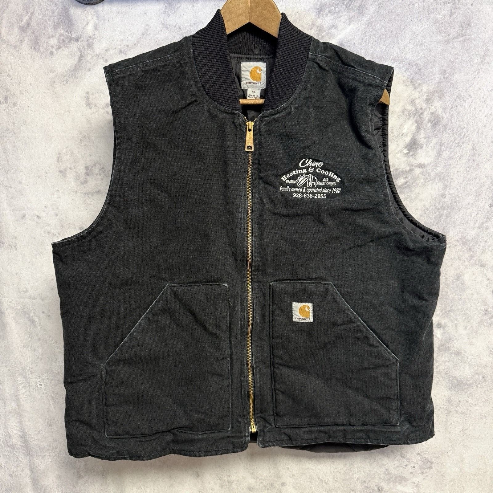 Carhartt Carhartt Vest Mens XL V01 Blk Canvas Quilted Lined Workwear Size US XL / EU 56 / 4 - 1 Thumbnail