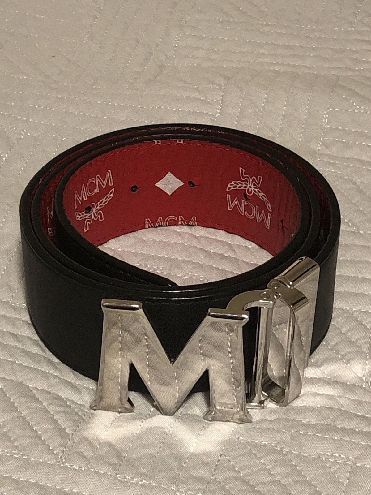 MCM Reversible MCM Red Black Belt xsmall Grailed
