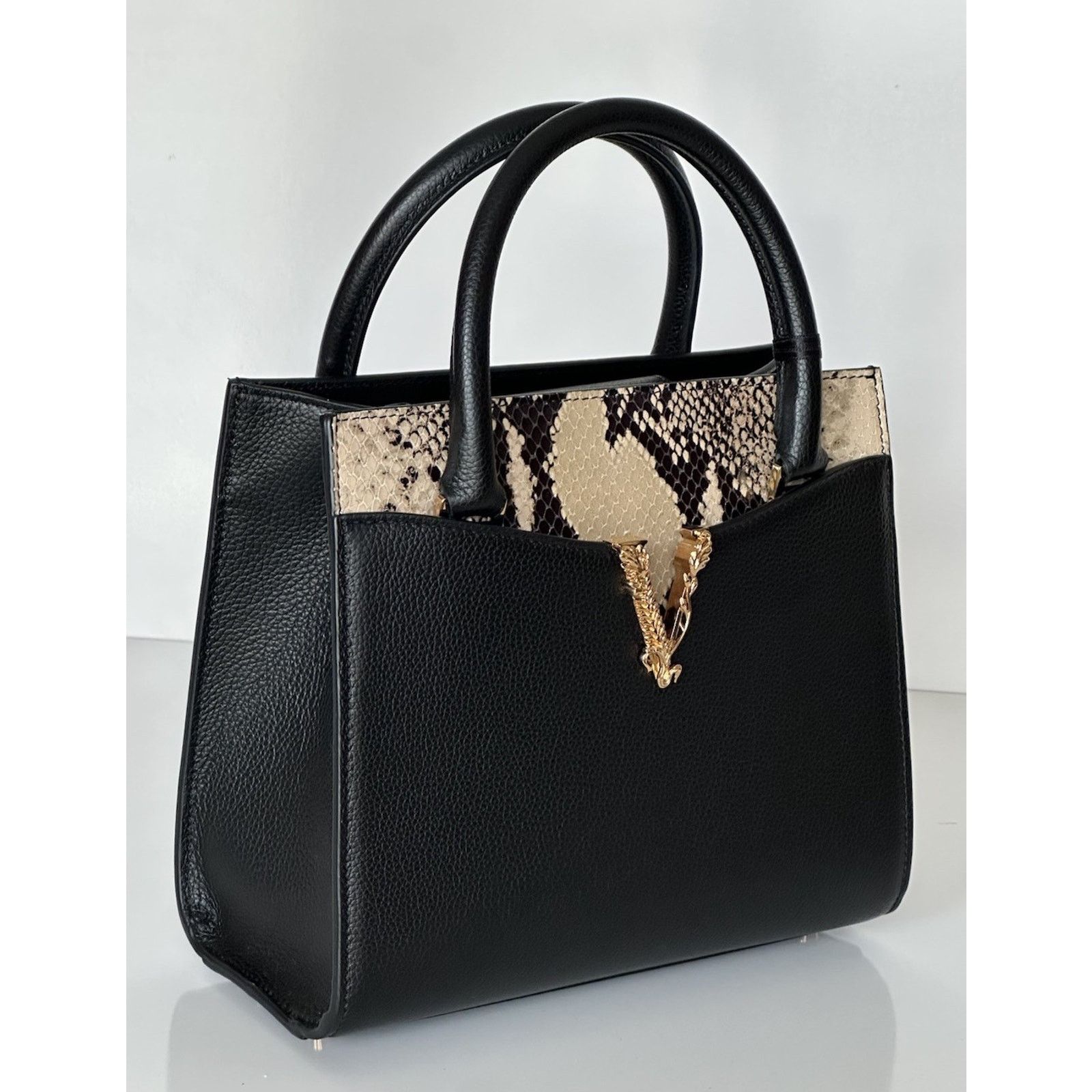 Versace Versace Virtus Calf Leather Small Black Bag 1005960 Size ONE SIZE - 1 Thumbnail