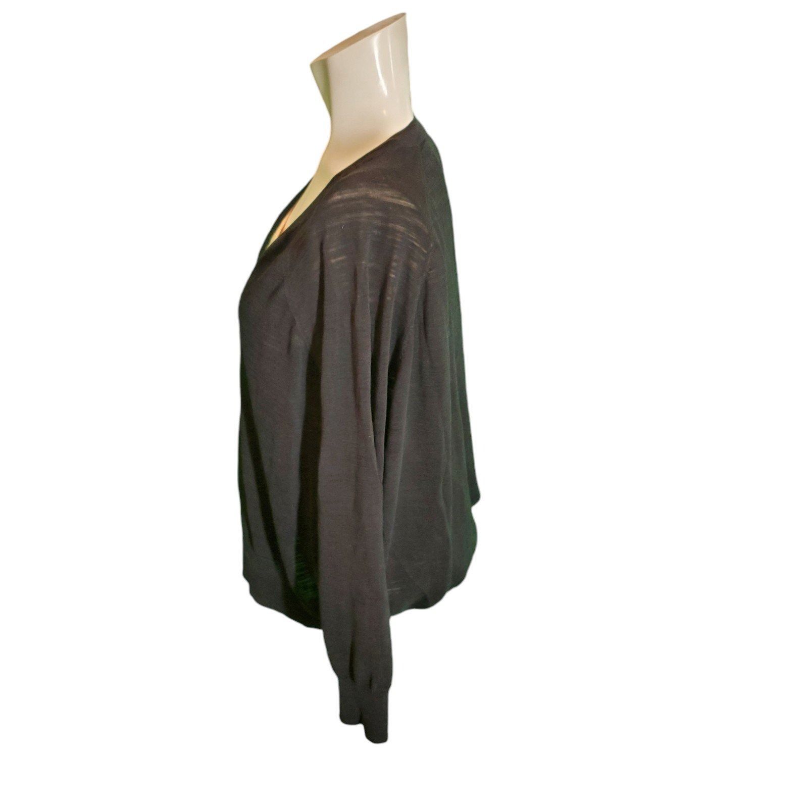 Allsaints AllSaints Semi-Sheer Slub Knit Sweater V-Neck Pullover Black Size L / US 10 / IT 46 - 3 Thumbnail