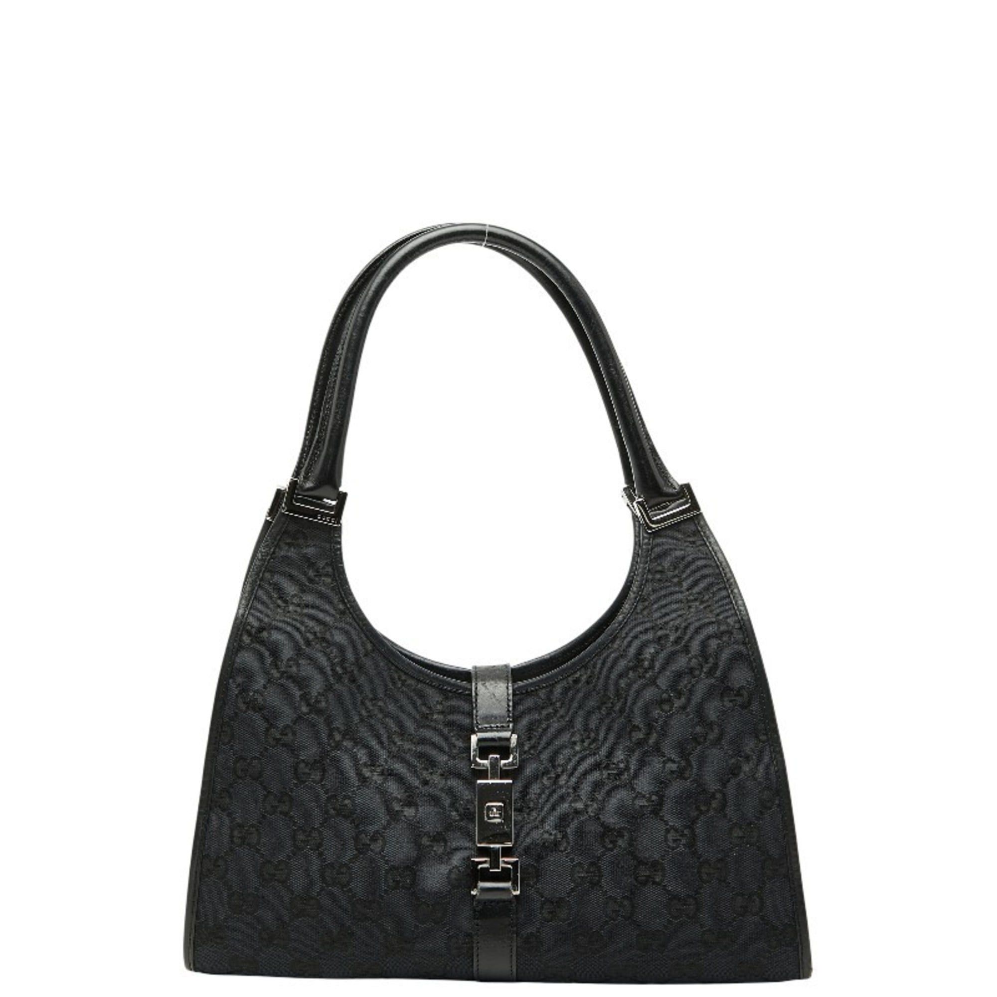 Gucci GG Canvas Jackie Handbag/Shoulder Bag 002 1067 001364 Black Leather Women's GUCCI